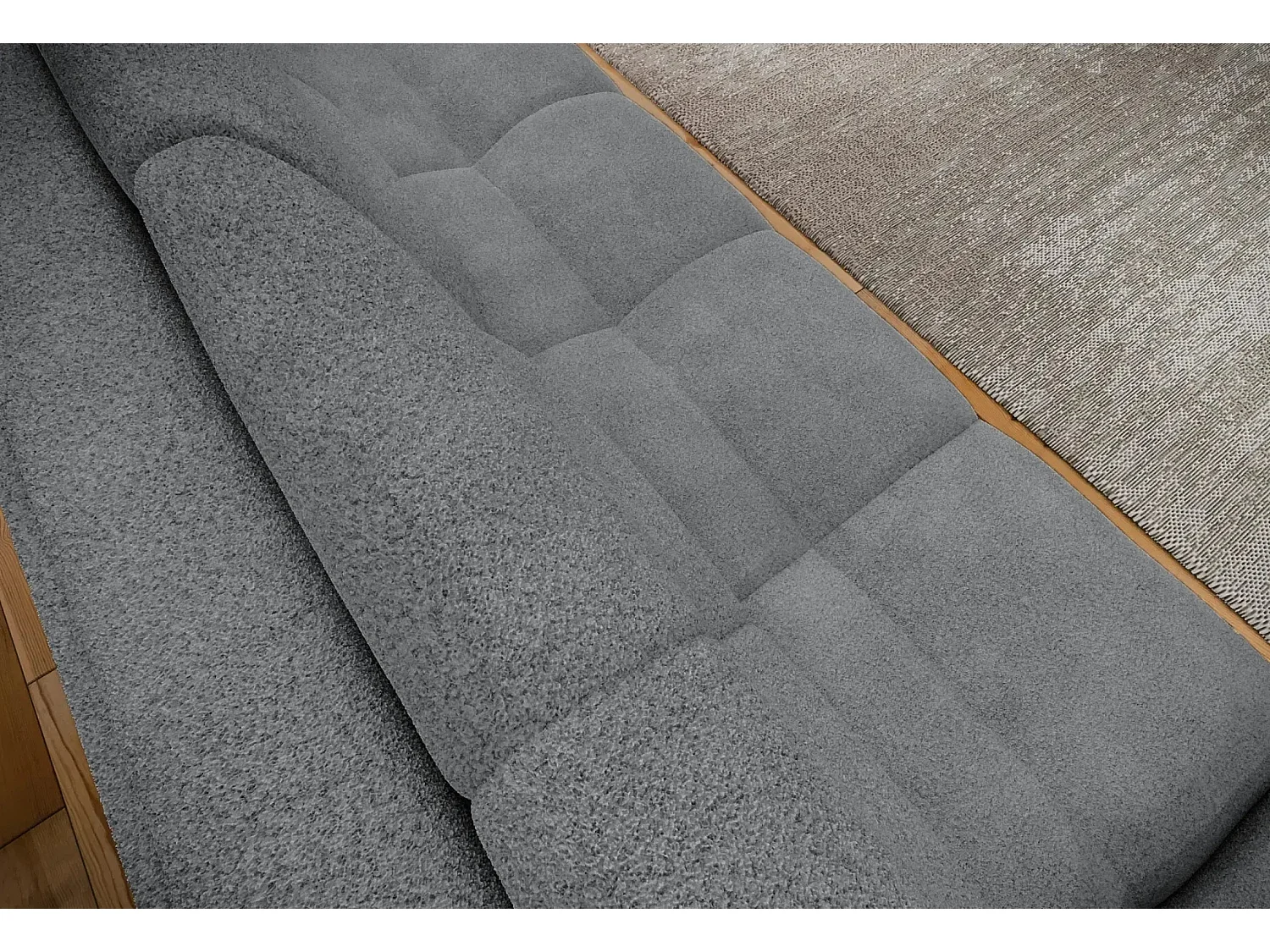 CONSTANCE - Canapé droit convertible tissu bouclette 3 places - Gris anthracite