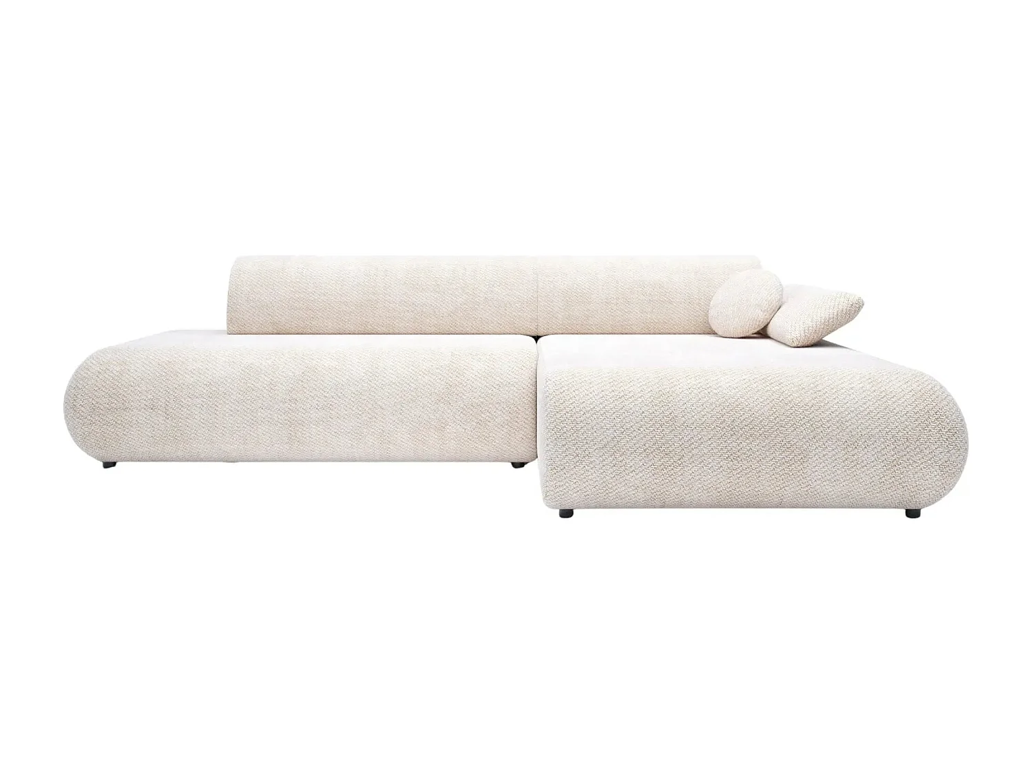LEVI - Canapé d'angle convertible tissu lisse 3 places - Beige - Gauche