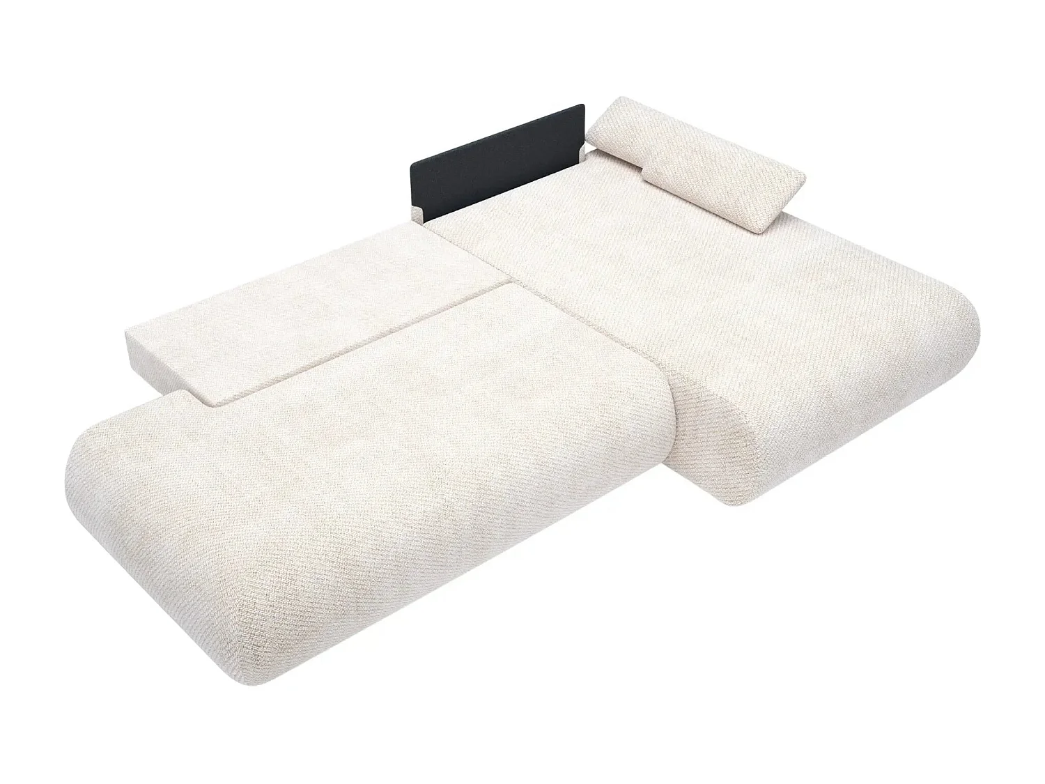 LEVI - Canapé d'angle convertible tissu lisse 3 places - Beige - Gauche