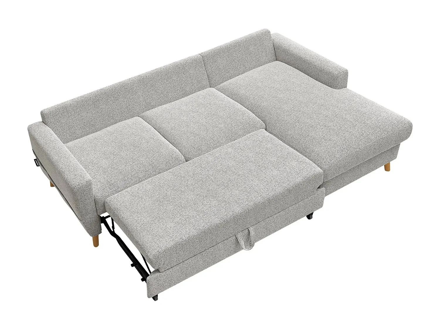 GASPARD - Canapé d'angle convertible tissu bouclette 4 places - Beige - Droit