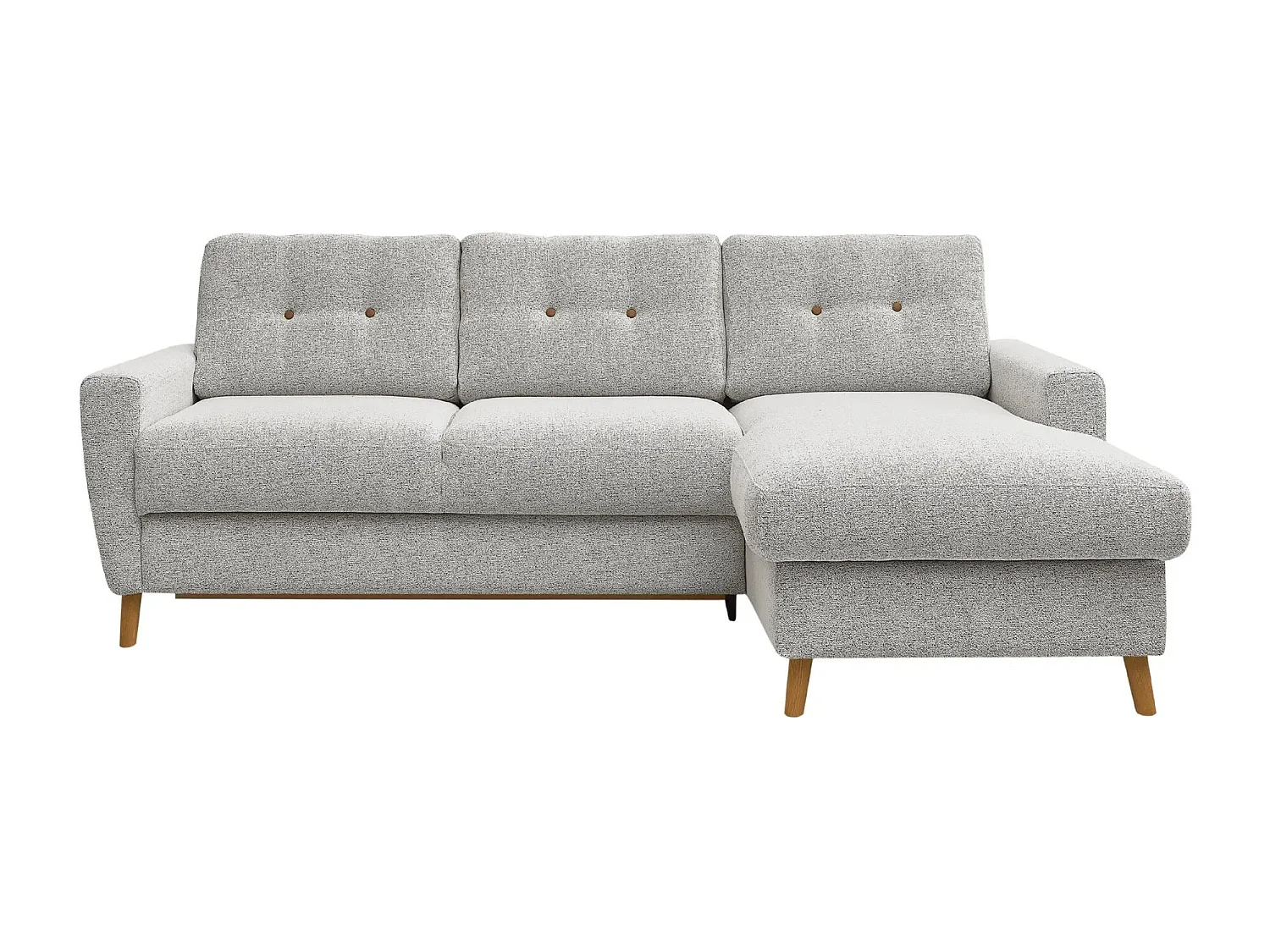 GASPARD - Canapé d'angle convertible tissu bouclette 4 places - Beige - Droit