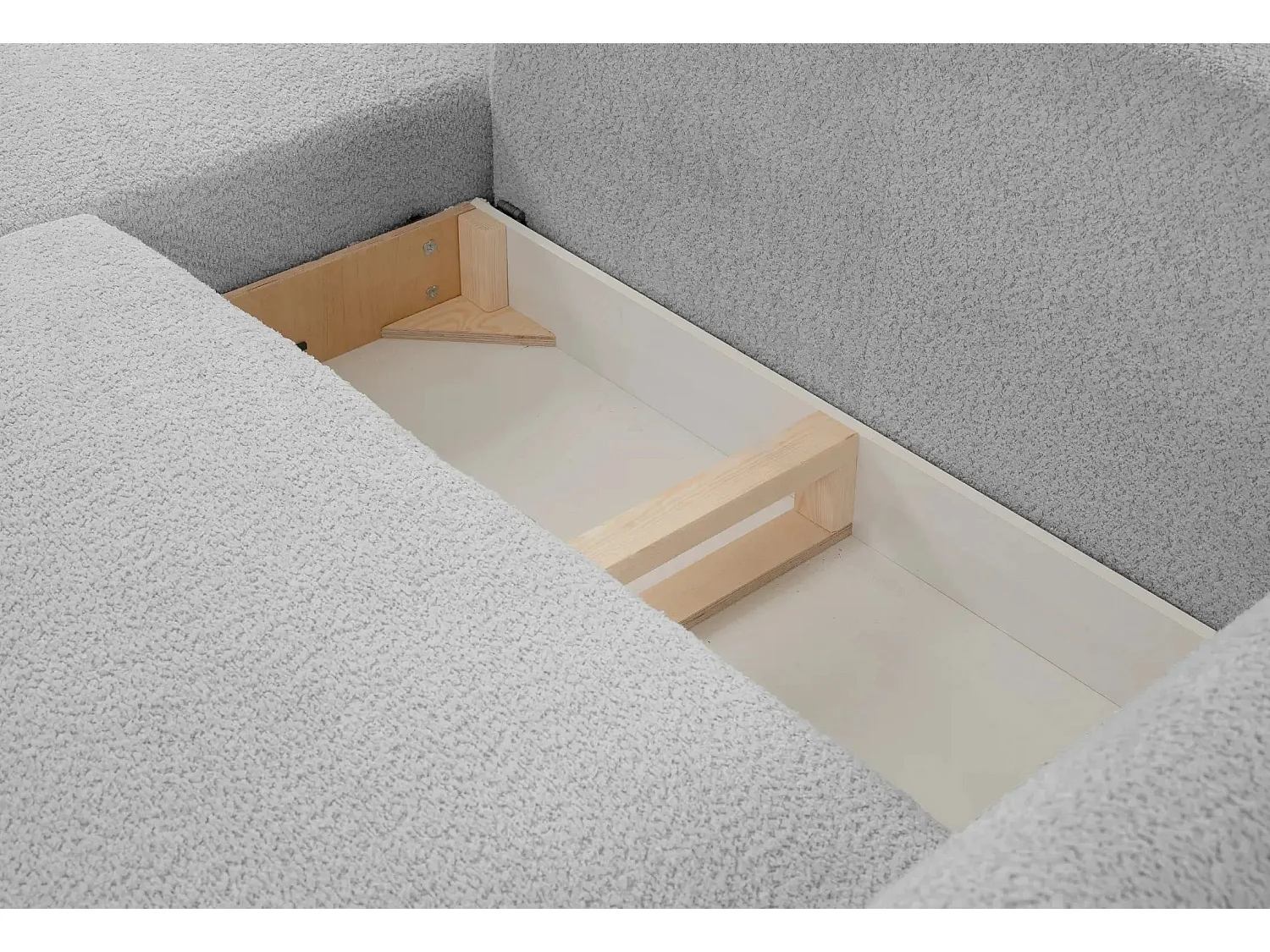 ALIX - Canapé d'angle convertible tissu bouclette 4 places - Gris clair