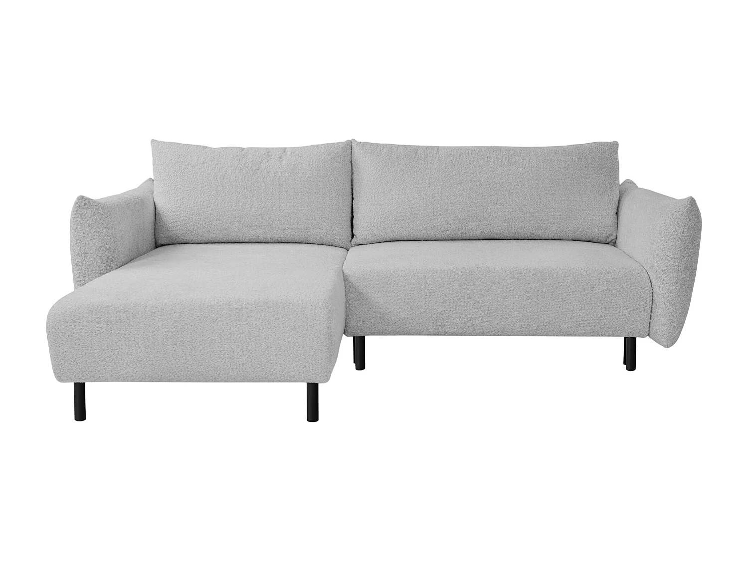 ALIX - Canapé d'angle convertible tissu bouclette 4 places - Gris clair