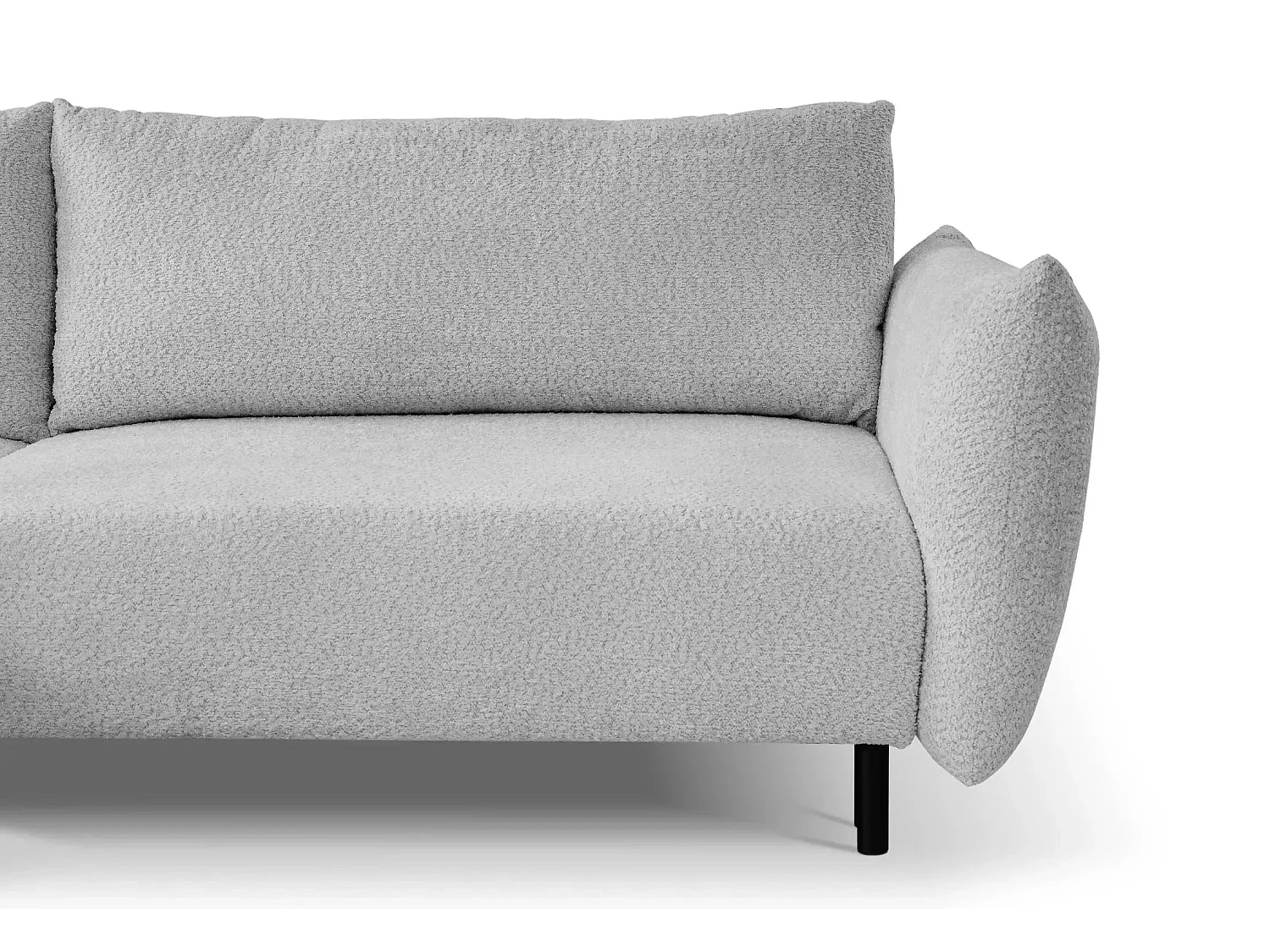 ALIX - Canapé d'angle convertible tissu bouclette 4 places - Gris clair