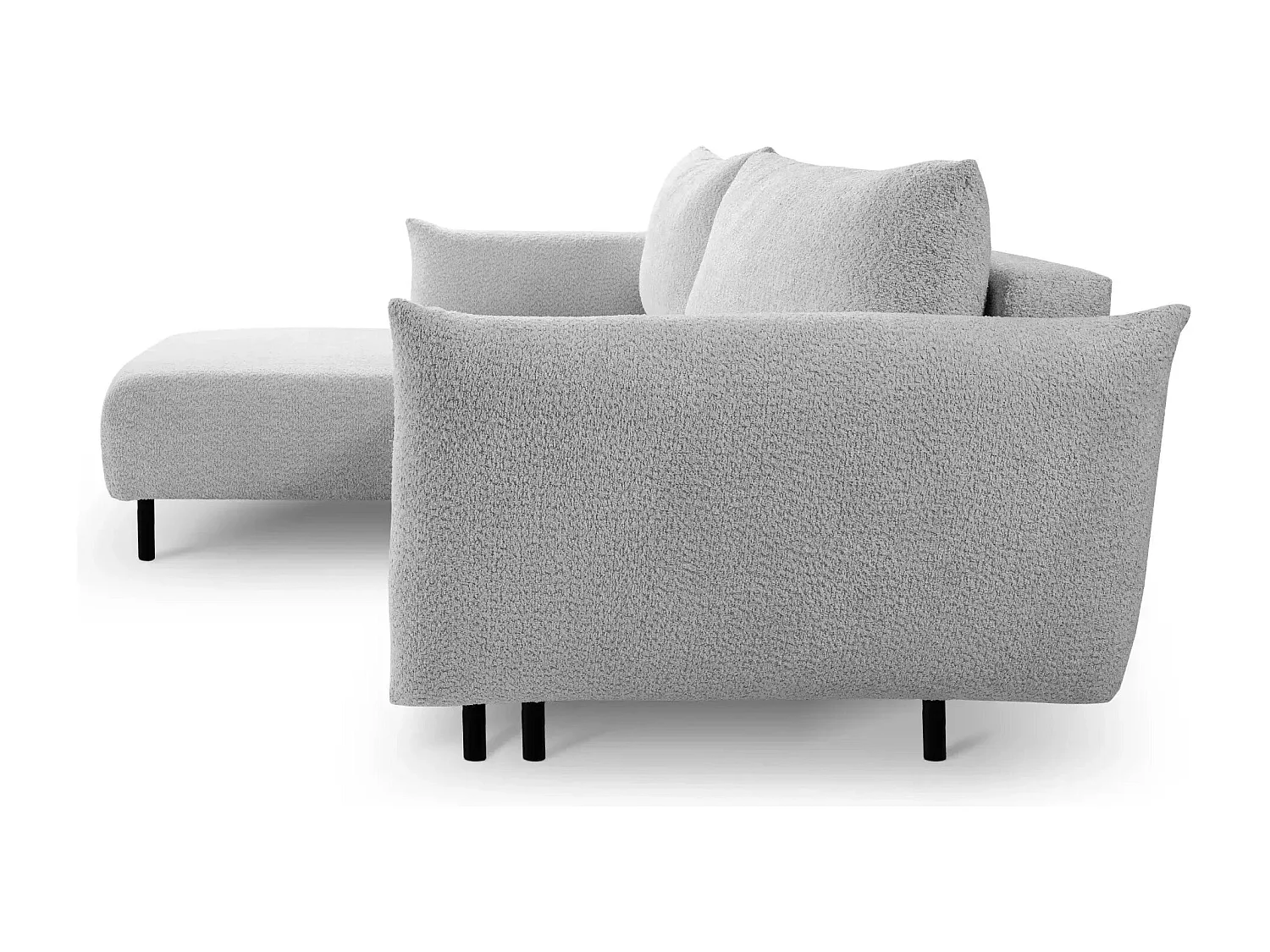 ALIX - Canapé d'angle convertible tissu bouclette 4 places - Gris clair