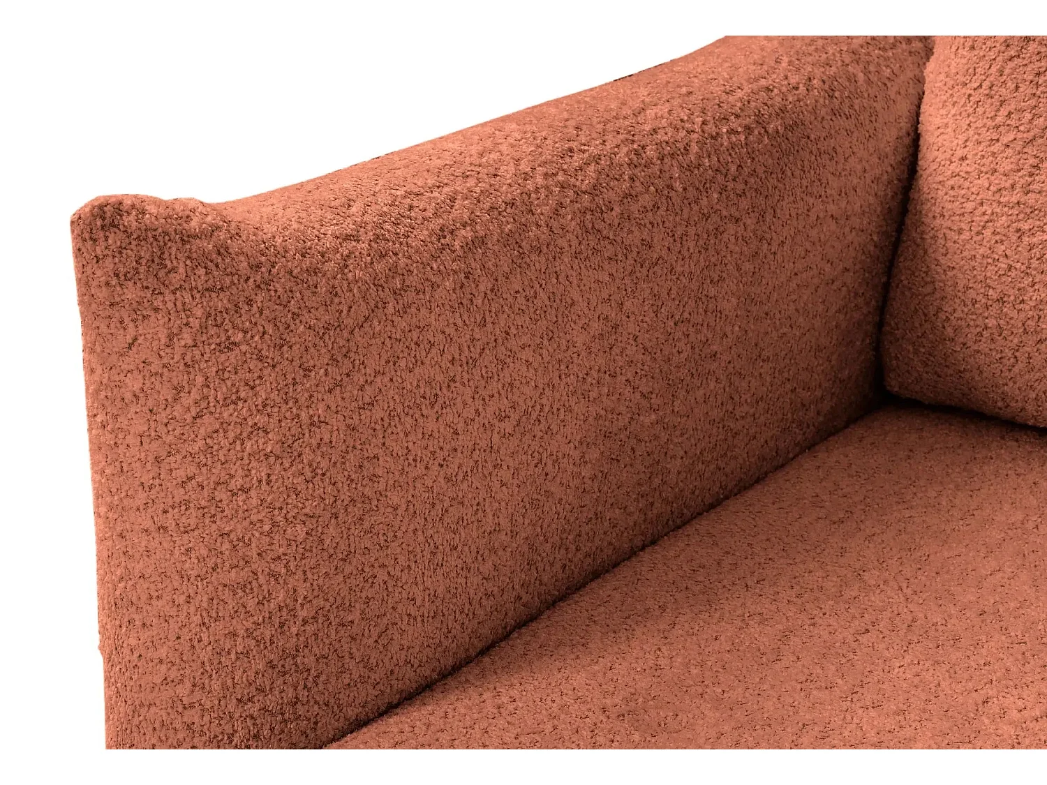 ALIX - Canapé d'angle convertible tissu bouclette 4 places - Terracotta