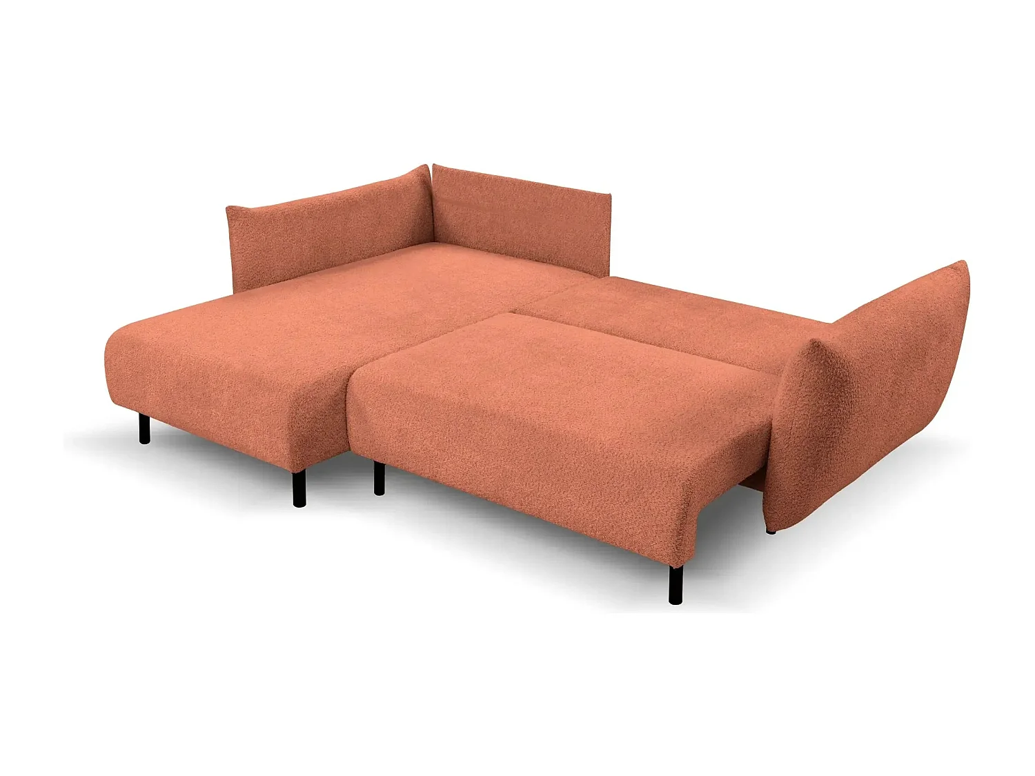 ALIX - Canapé d'angle convertible tissu bouclette 4 places - Terracotta