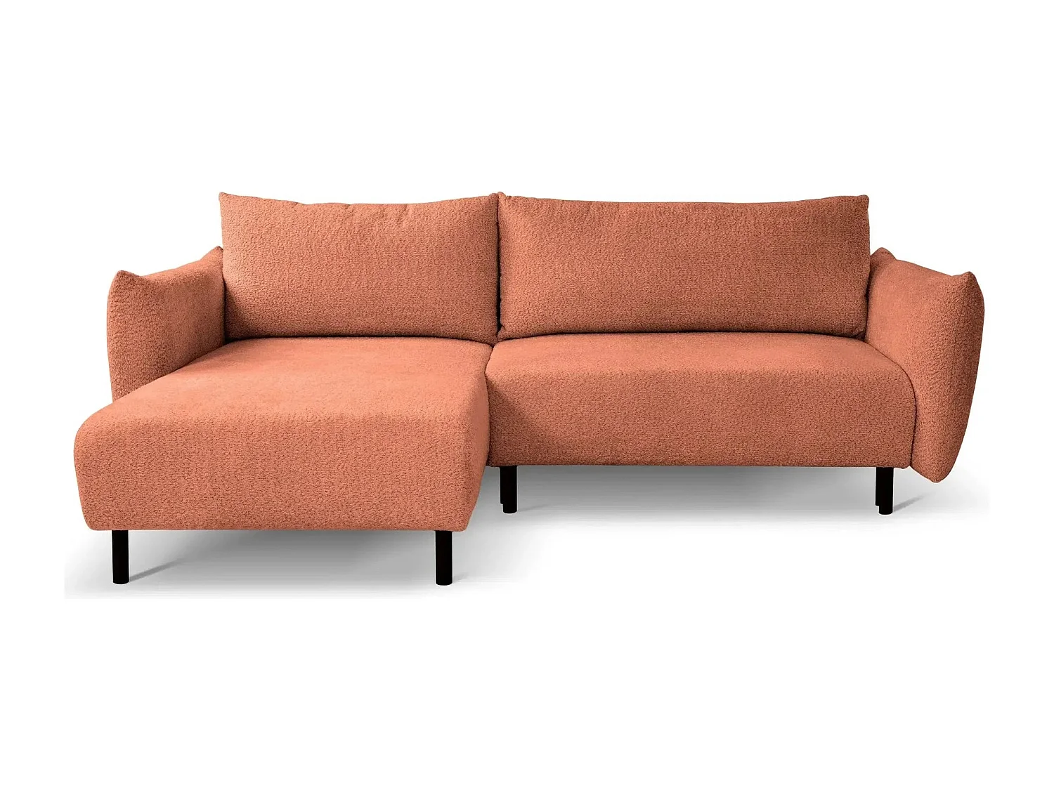 ALIX - Canapé d'angle convertible tissu bouclette 4 places - Terracotta