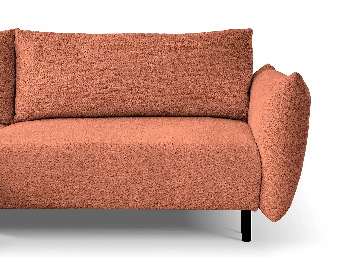 ALIX - Canapé d'angle convertible tissu bouclette 4 places - Terracotta