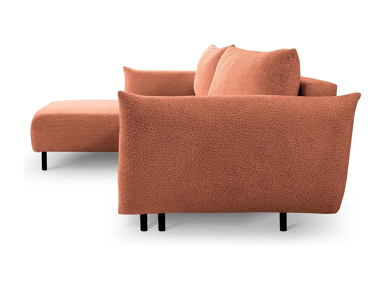 ALIX - Canapé d'angle convertible tissu bouclette 4 places - Terracotta