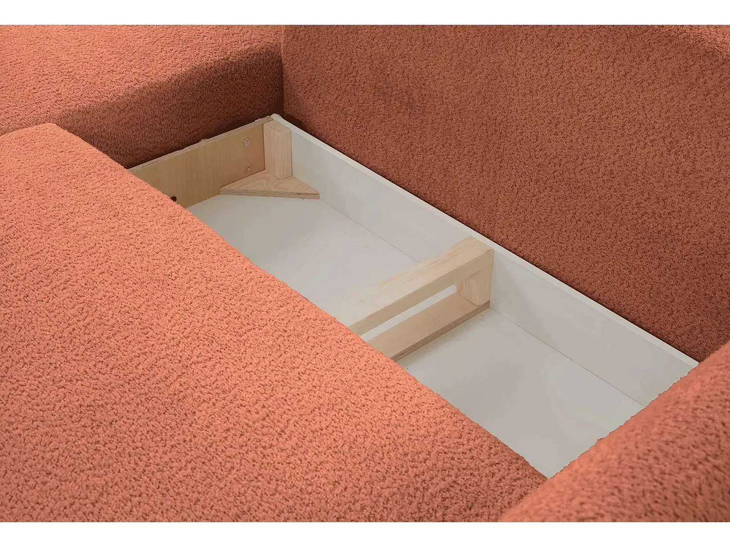 ALIX - Canapé d'angle convertible tissu bouclette 4 places - Terracotta