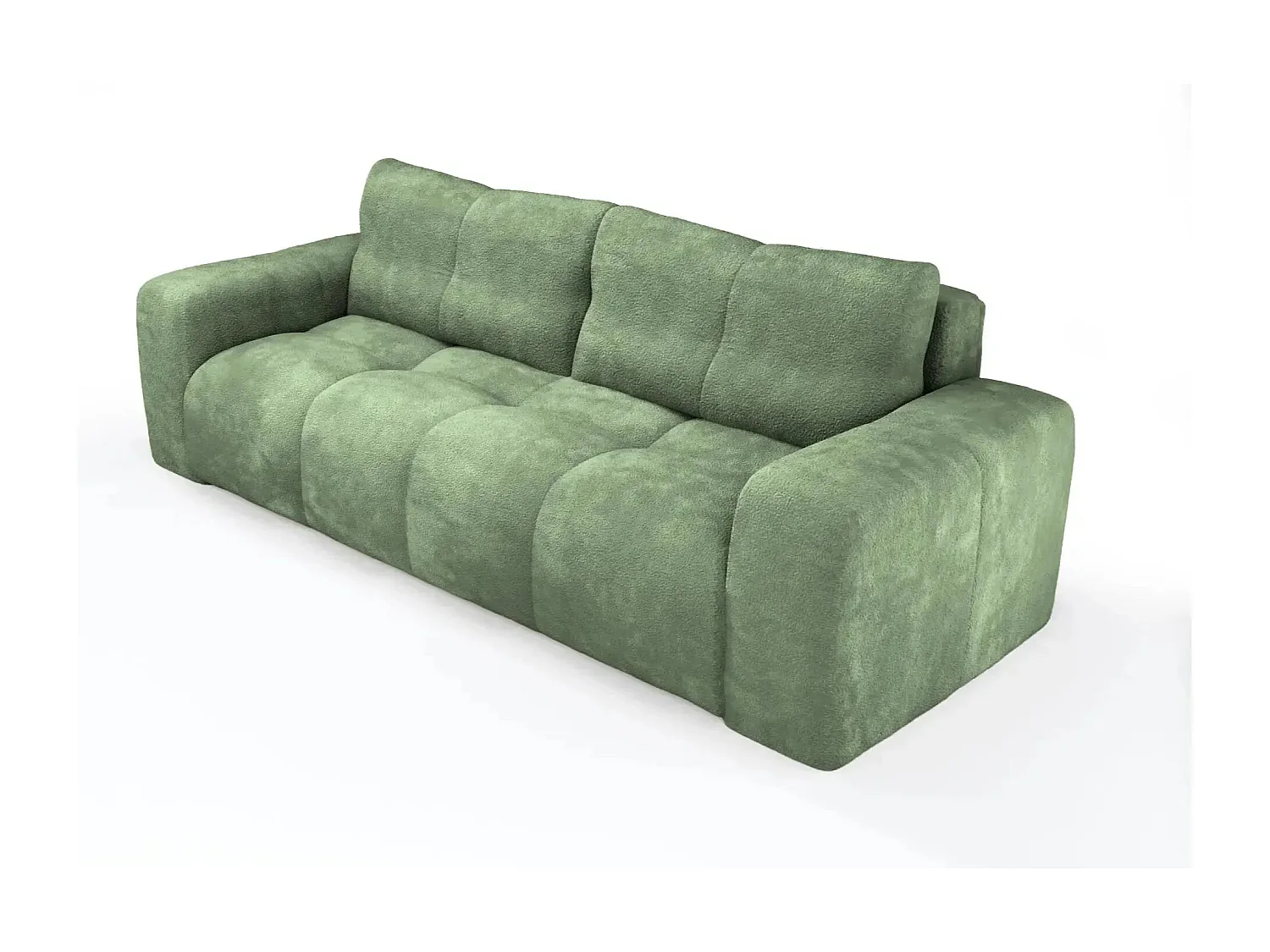 CONSTANCE - Canapé droit convertible tissu bouclette 3 places - Vert