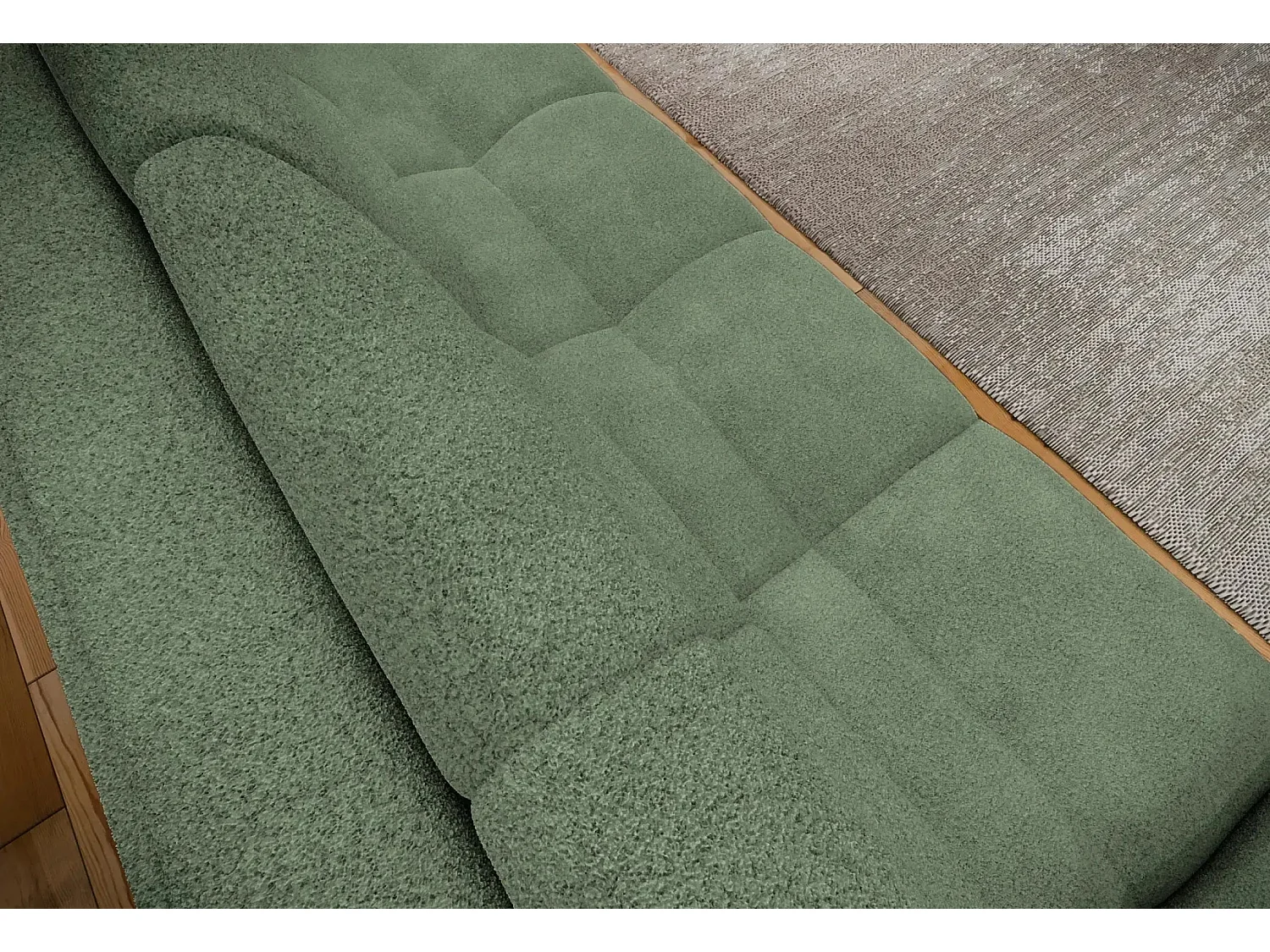 CONSTANCE - Canapé droit convertible tissu bouclette 3 places - Vert