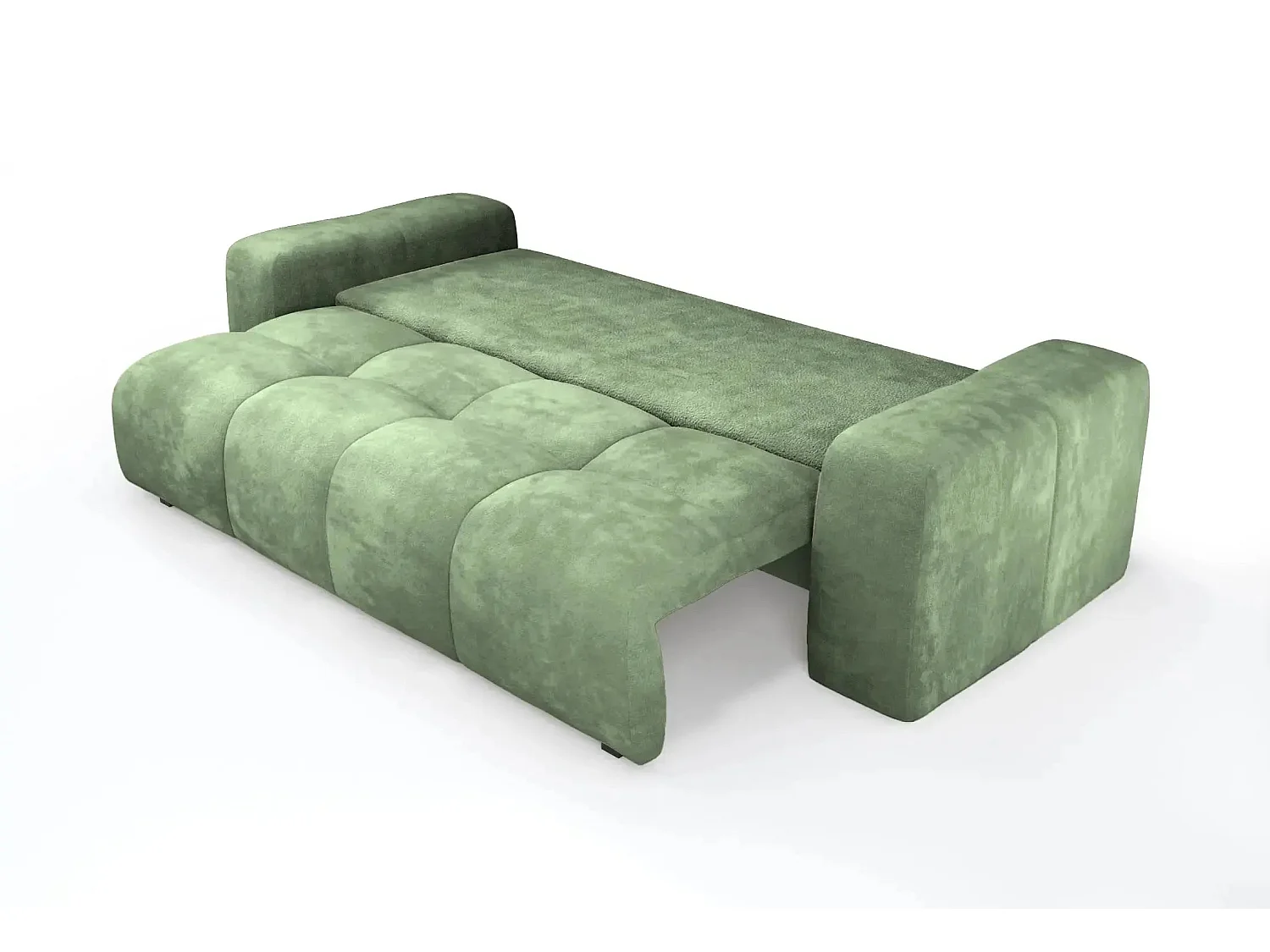 CONSTANCE - Canapé droit convertible tissu bouclette 3 places - Vert