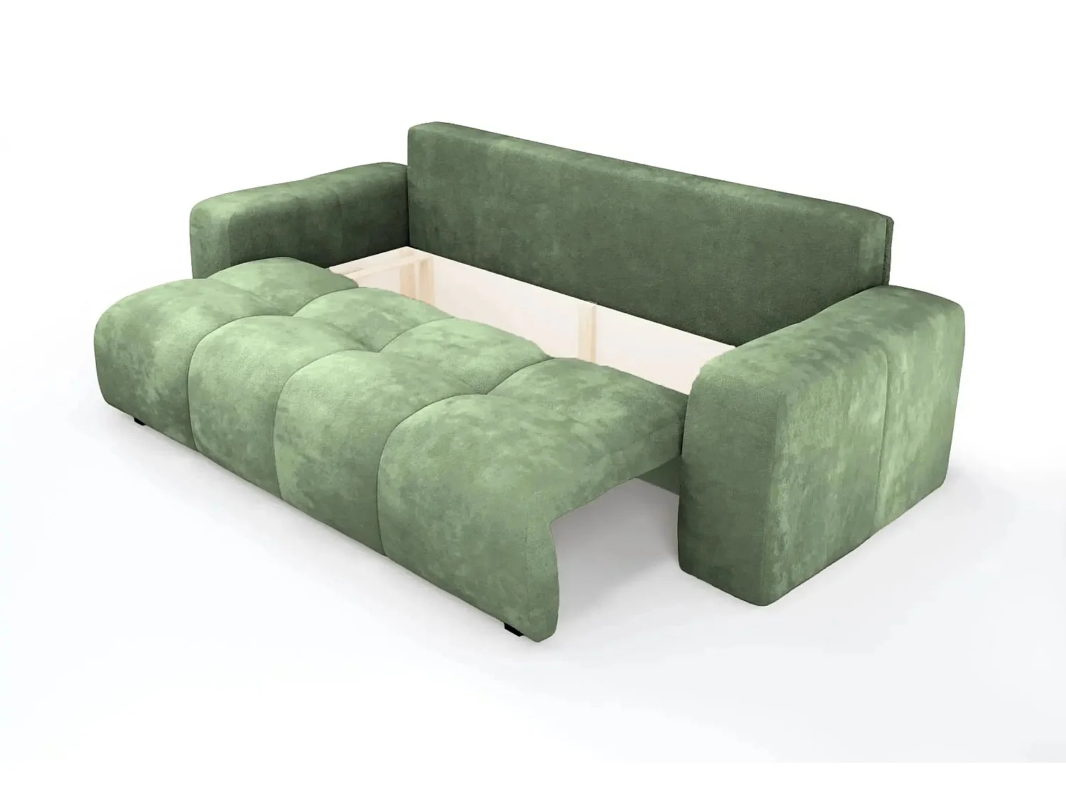 CONSTANCE - Canapé droit convertible tissu bouclette 3 places - Vert