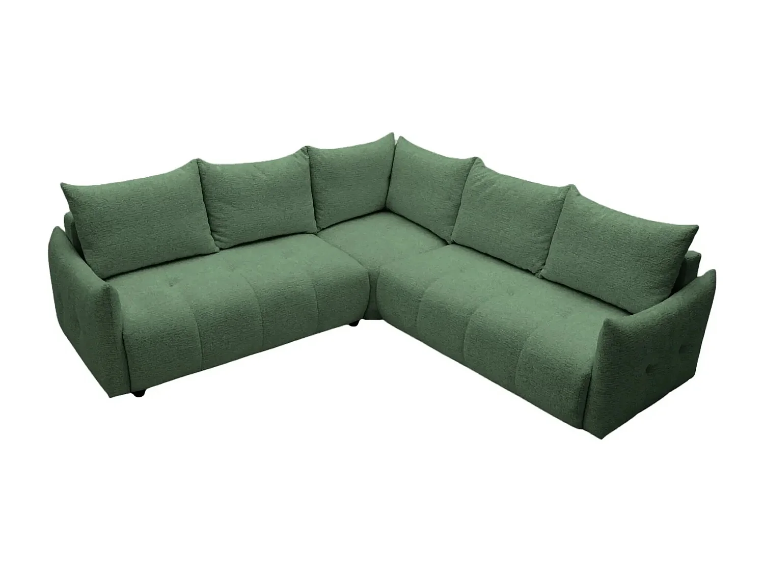 CELINE - Canapé panoramique convertible tissu chenille 5 places - Vert