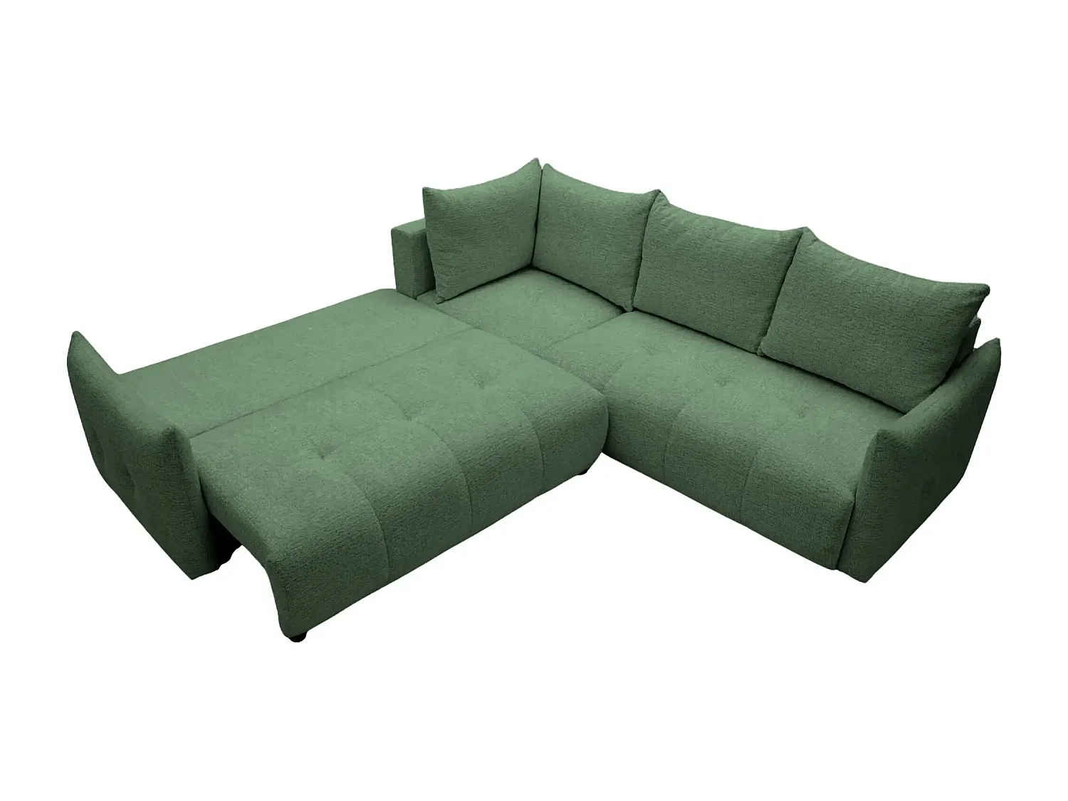 CELINE - Canapé panoramique convertible tissu chenille 5 places - Vert
