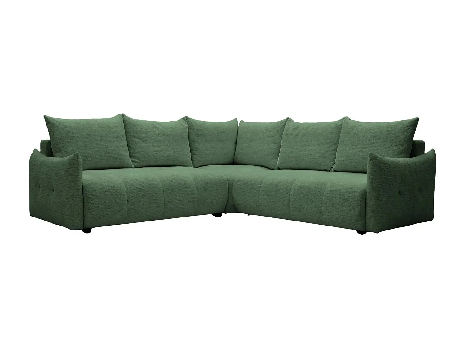 CELINE - Canapé panoramique convertible tissu chenille 5 places - Vert