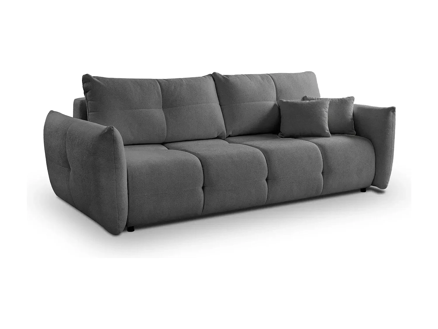 JUNE - Canapé droit convertible tissu bouclette 2 places - Gris foncé