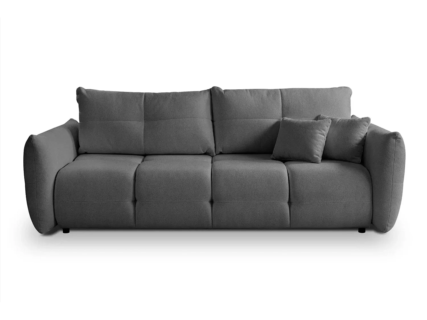 JUNE - Canapé droit convertible tissu bouclette 2 places - Gris foncé