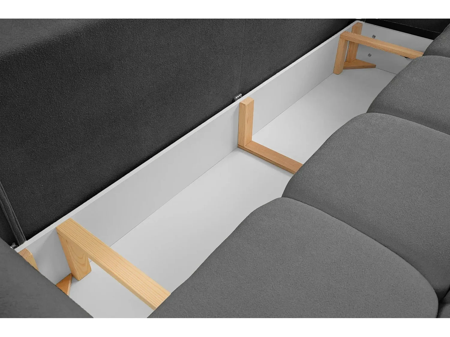 JUNE - Canapé droit convertible tissu bouclette 2 places - Gris foncé