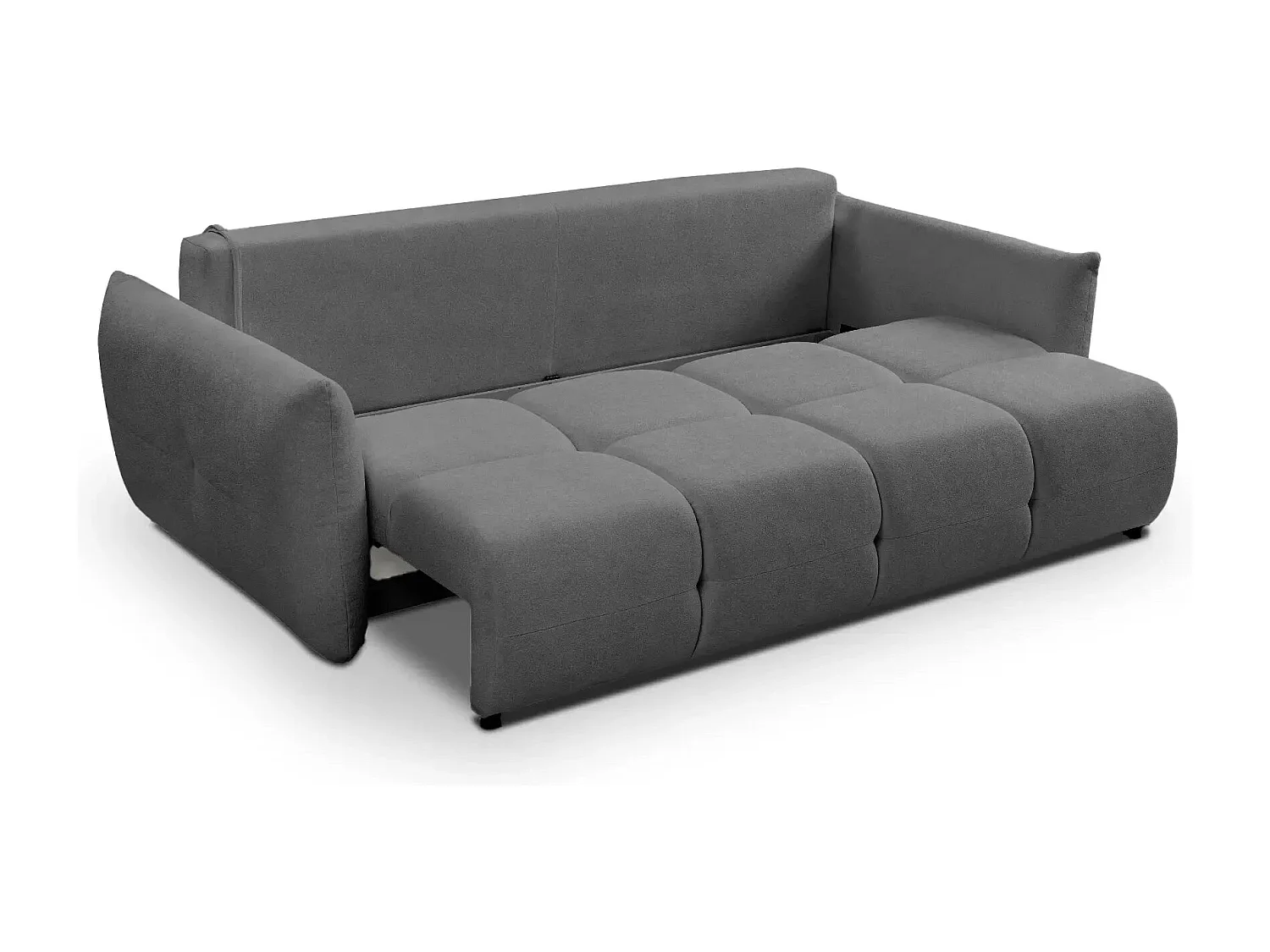 JUNE - Canapé droit convertible tissu bouclette 2 places - Gris foncé