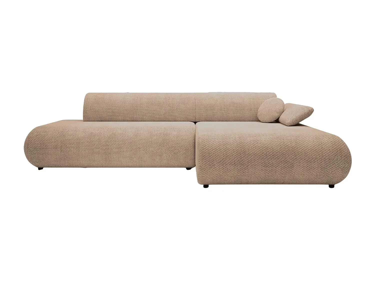 LEVI - Canapé d'angle convertible tissu lisse 3 places - Café - Gauche