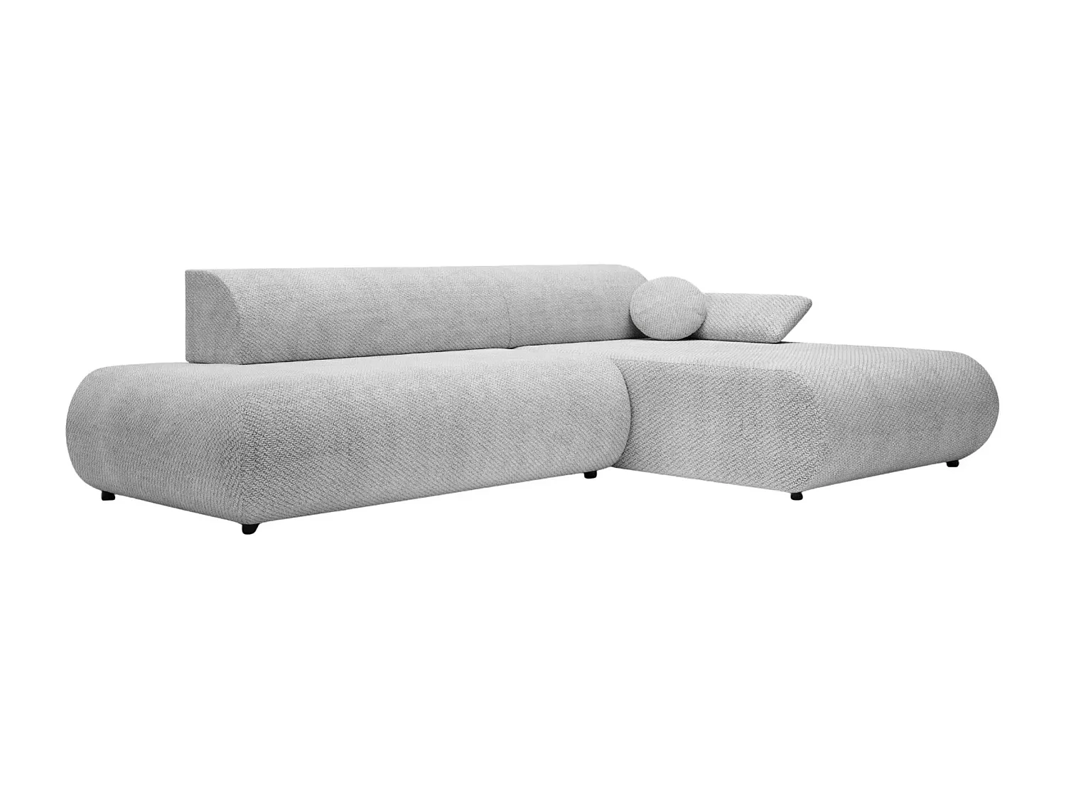LEVI - Canapé d'angle convertible tissu lisse 3 places - Gris clair - Droit