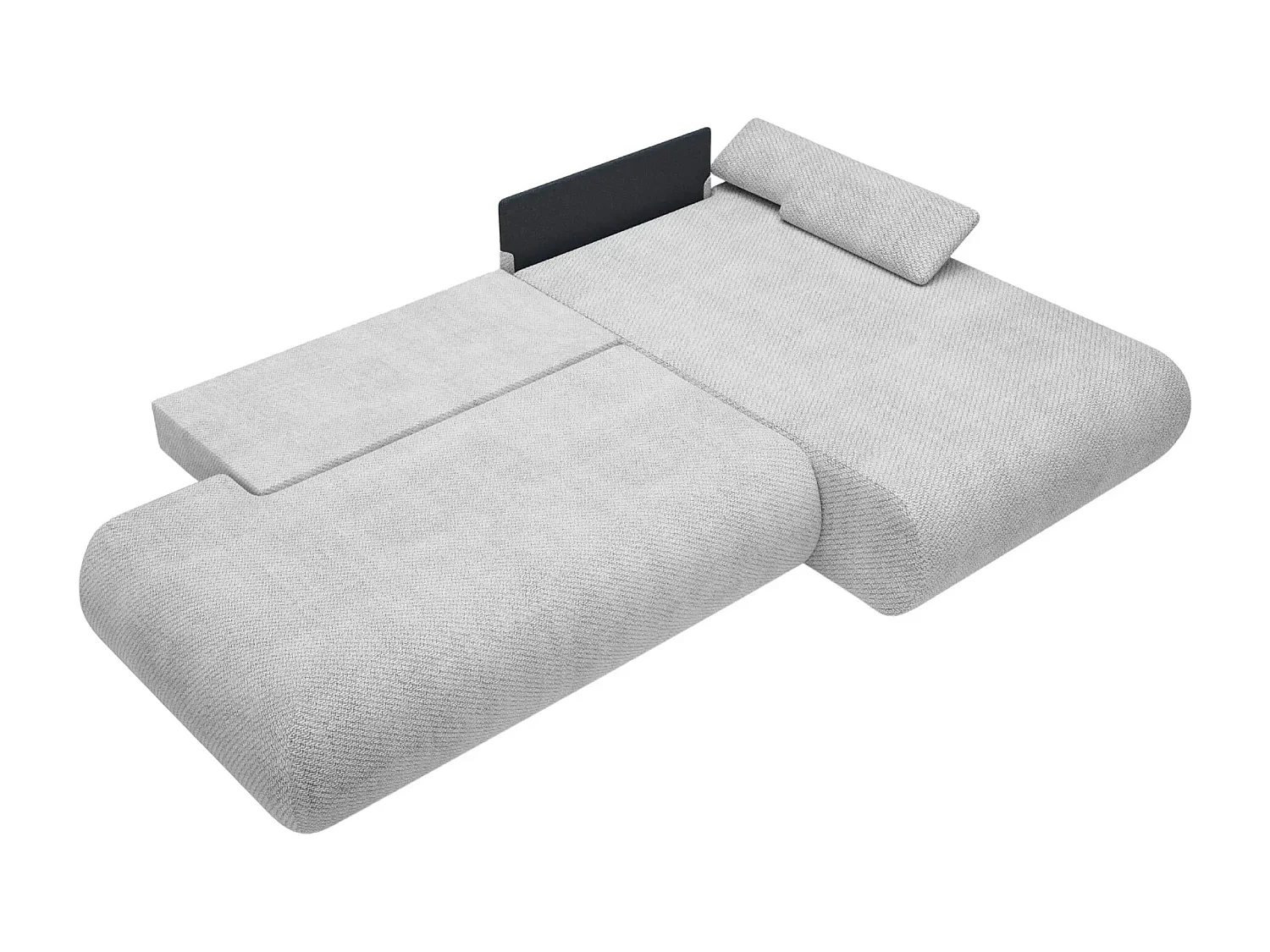 LEVI - Canapé d'angle convertible tissu lisse 3 places - Gris clair - Droit