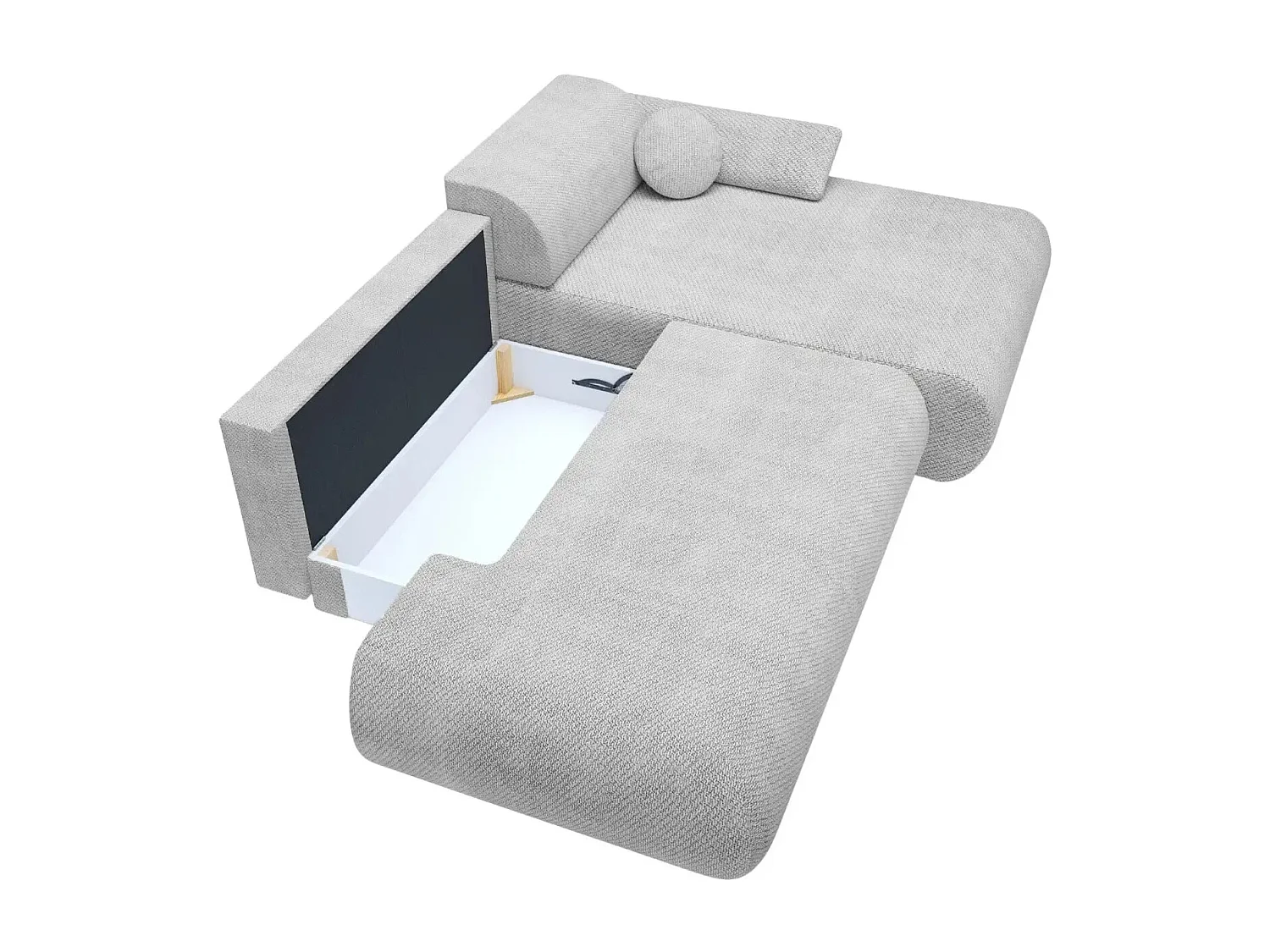 LEVI - Canapé d'angle convertible tissu lisse 3 places - Gris clair - Droit