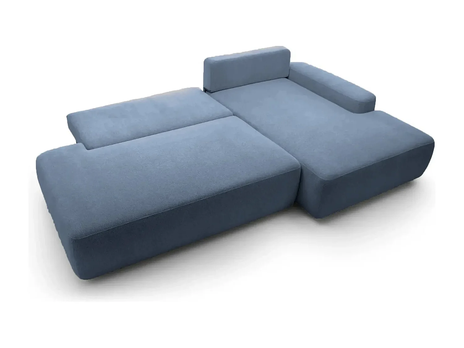 IVY O - Canapé d'angle convertible coffre tissu chiné 3 places - Bleu - Gauche