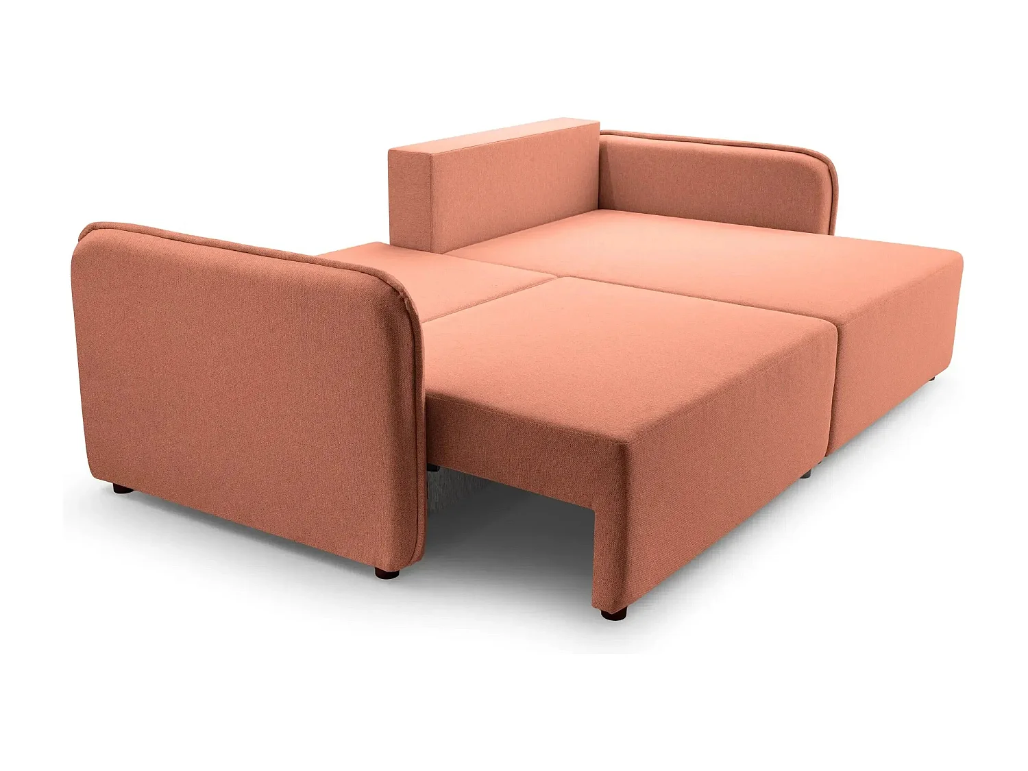 BONNIE - Canapé d'angle convertible tissu lisse 3 places - Terracotta - Droit