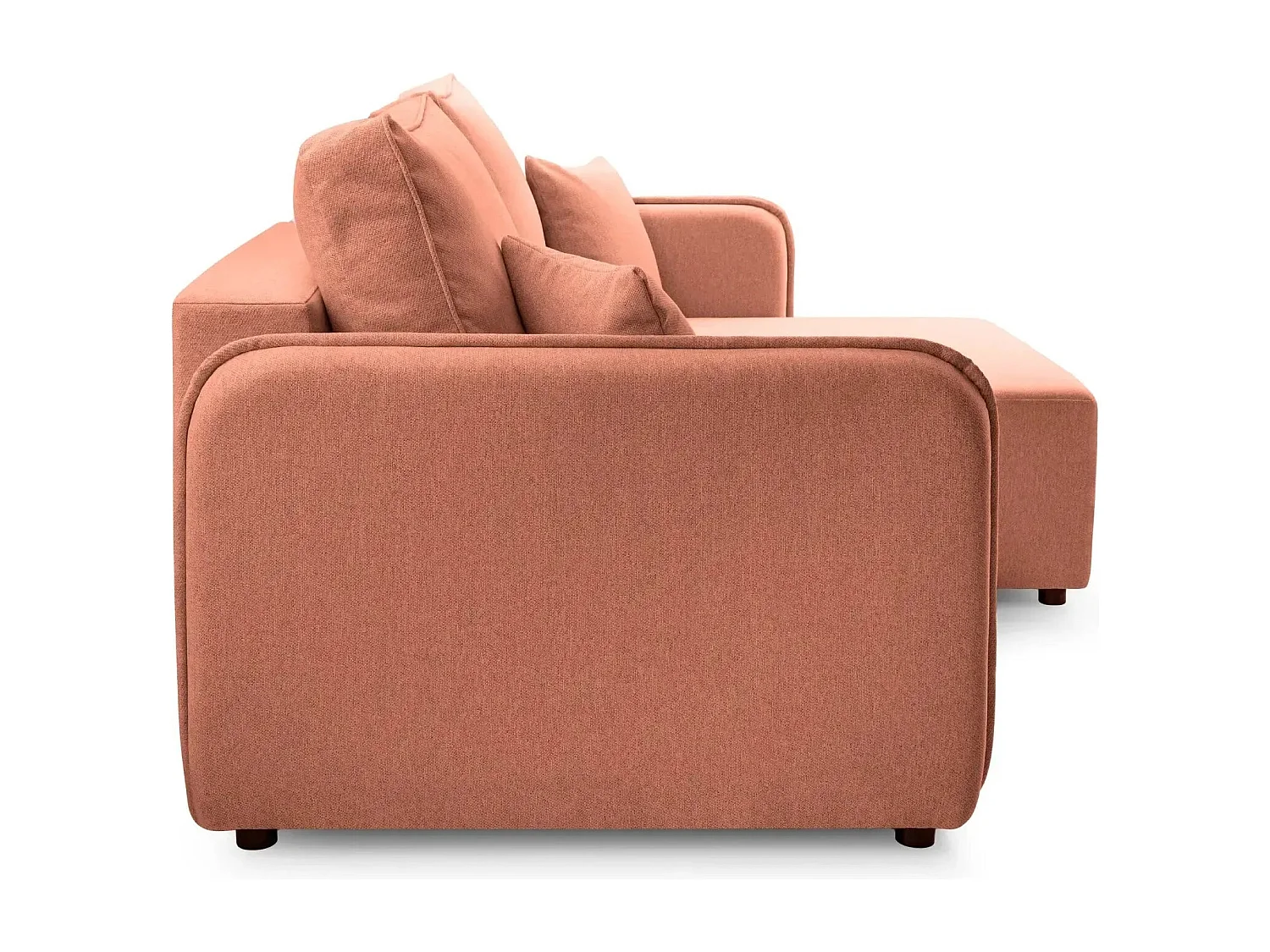 BONNIE - Canapé d'angle convertible tissu lisse 3 places - Terracotta - Droit