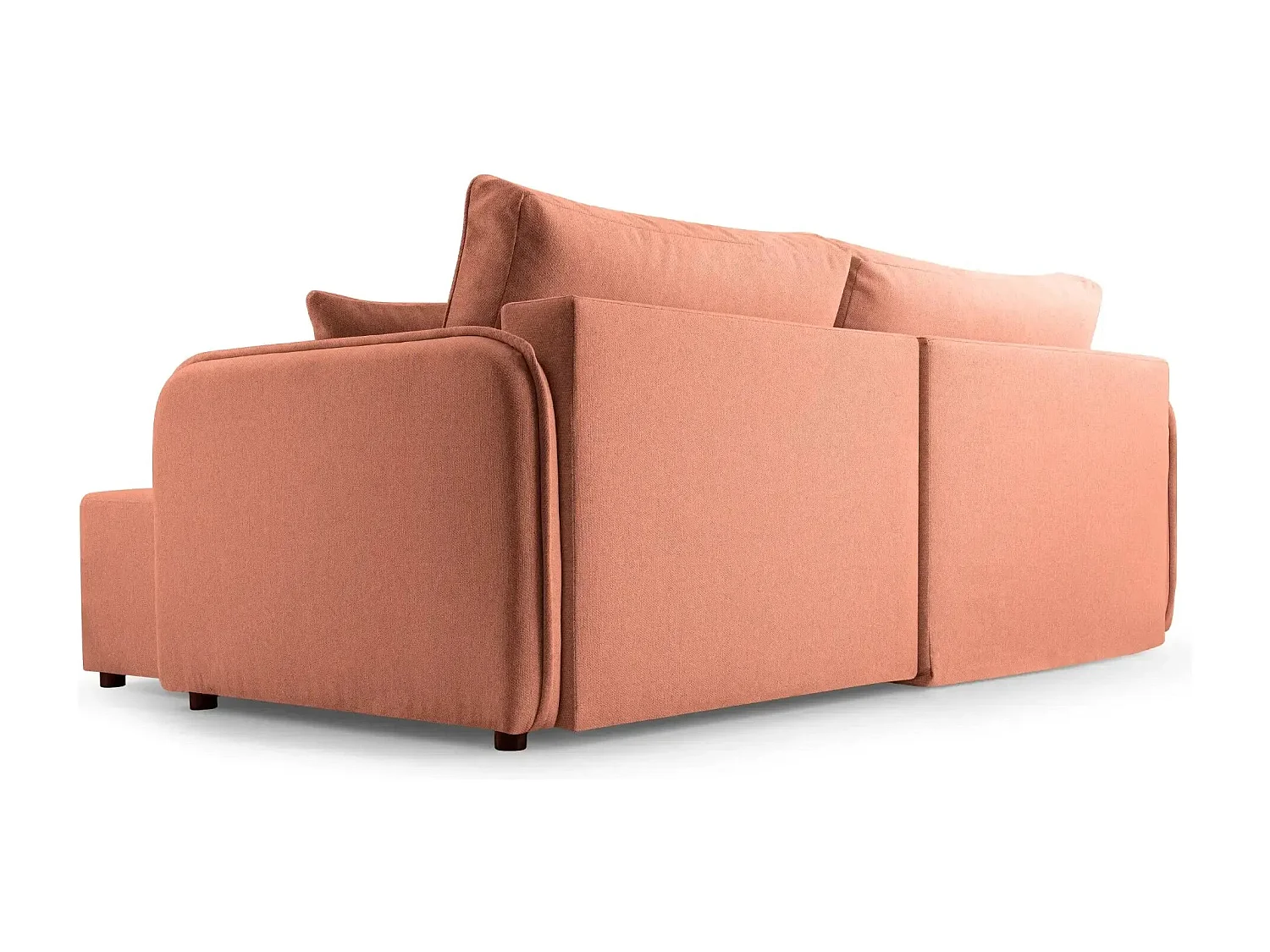 BONNIE - Canapé d'angle convertible tissu lisse 3 places - Terracotta - Droit