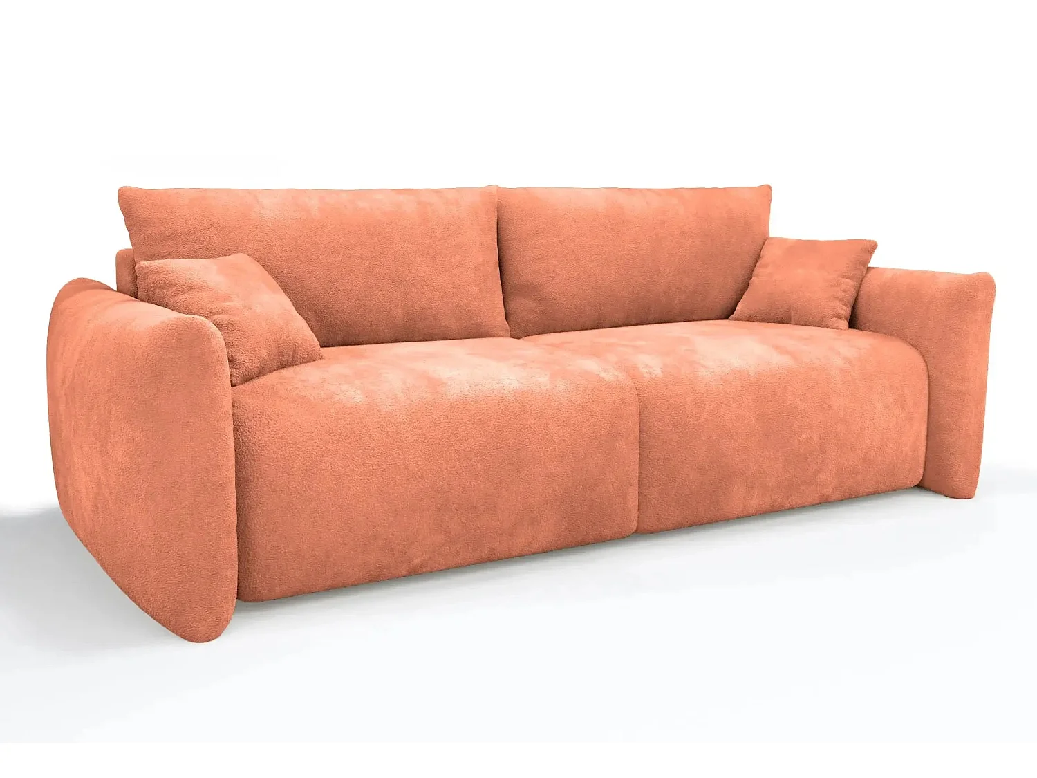 ELIO - Canapé convertible tissu bouclette 3 places - Terracotta