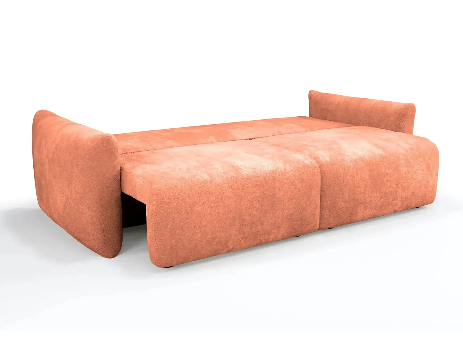 ELIO - Canapé convertible tissu bouclette 3 places - Terracotta
