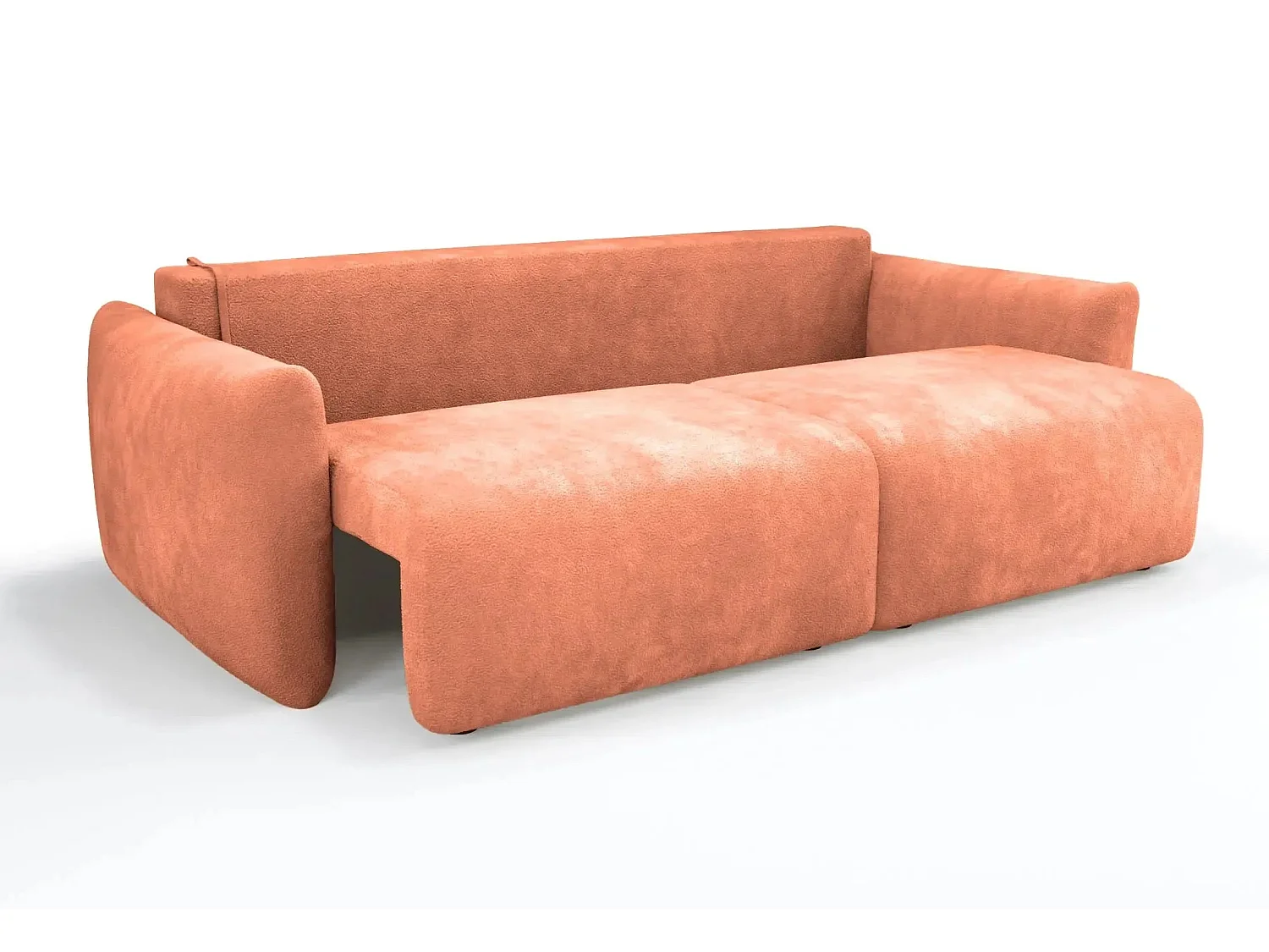 ELIO - Canapé convertible tissu bouclette 3 places - Terracotta