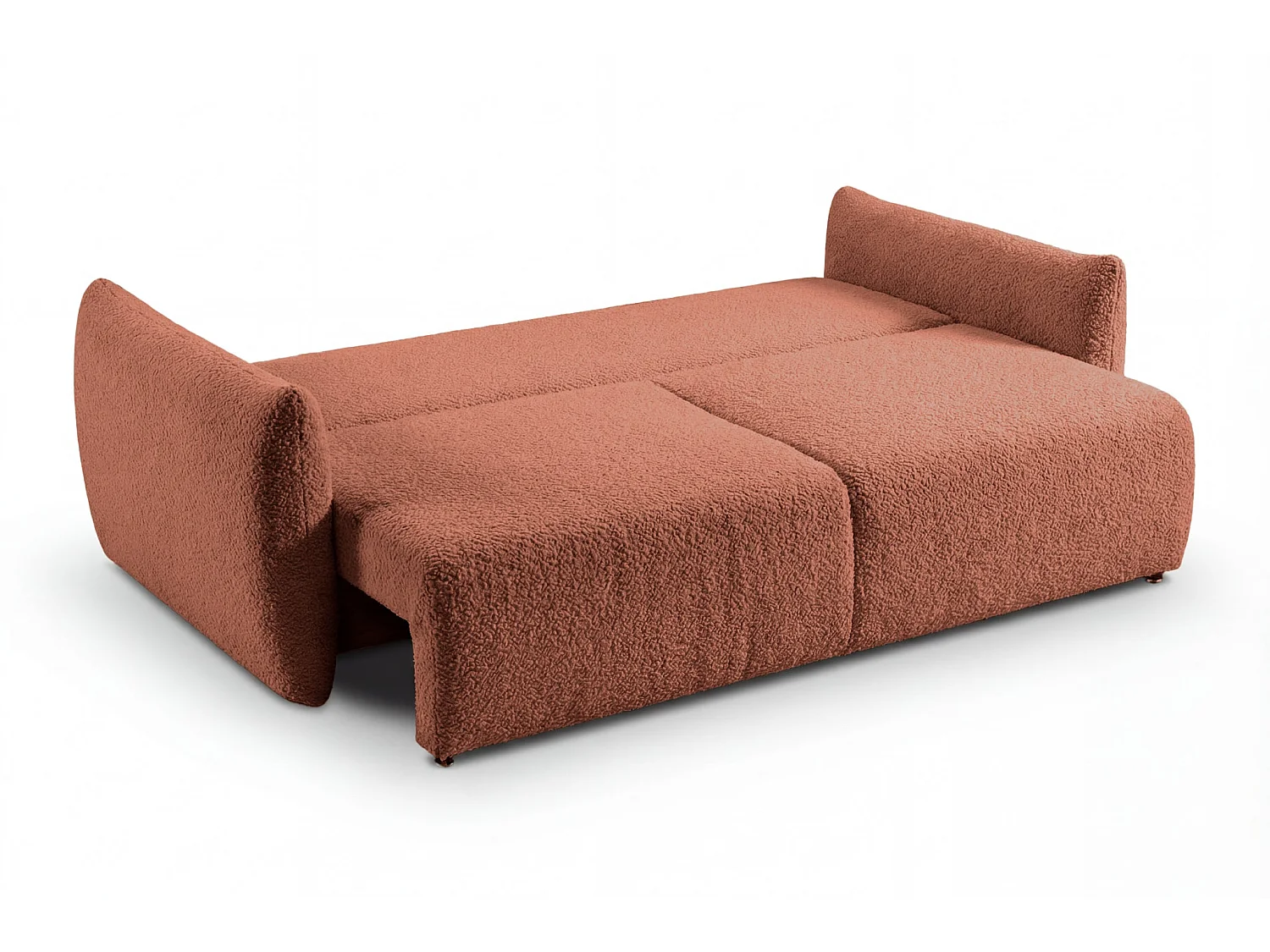 ELIO - Canapé convertible tissu bouclette 3 places - Terracotta