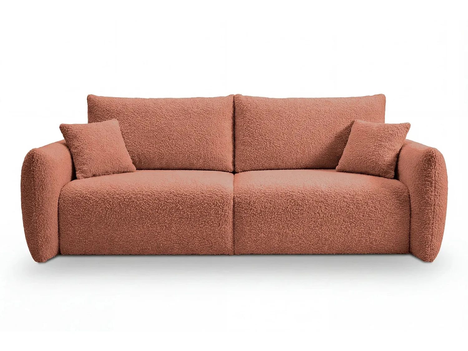 ELIO - Canapé convertible tissu bouclette 3 places Terracotta