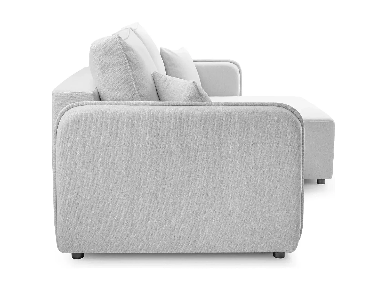 BONNIE - Canapé d'angle convertible tissu lisse 3 places - Gris clair - Droit