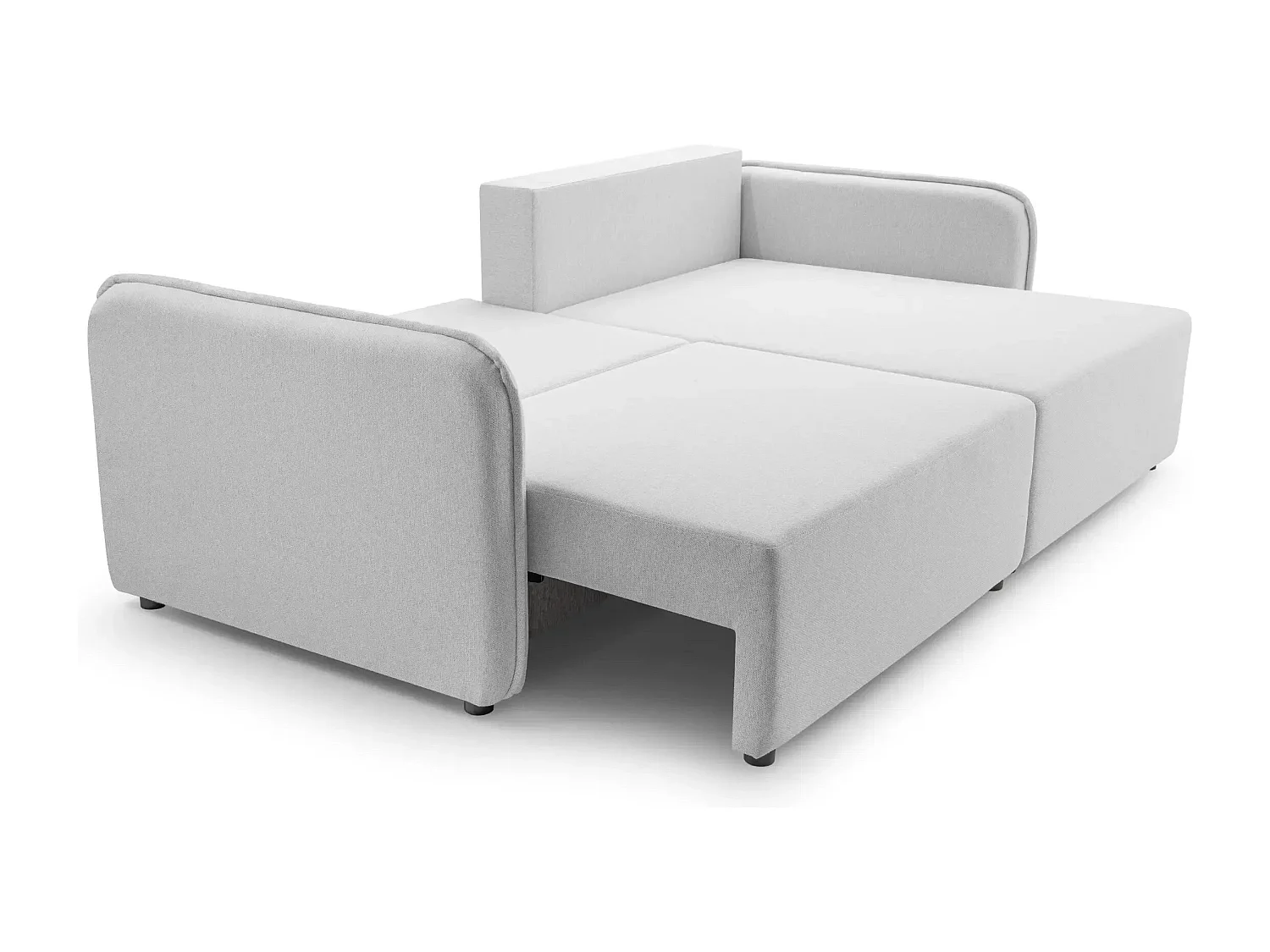 BONNIE - Canapé d'angle convertible tissu lisse 3 places - Gris clair - Droit