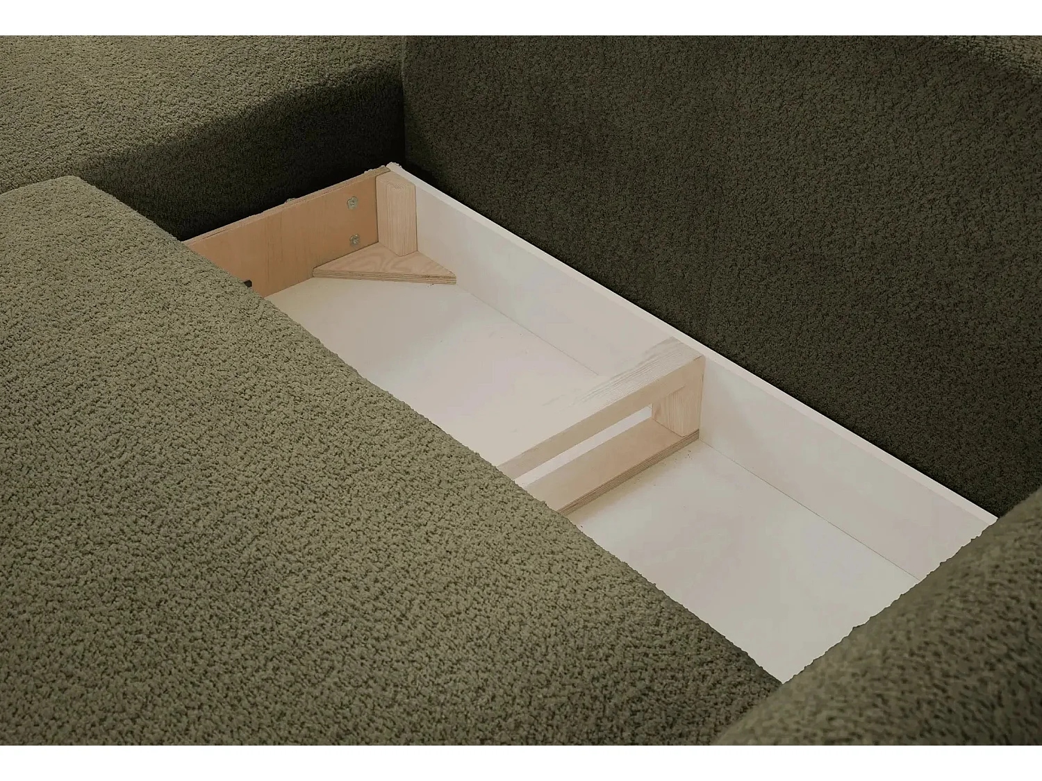 ALIX - Canapé d'angle convertible tissu bouclette 4 places - Vert