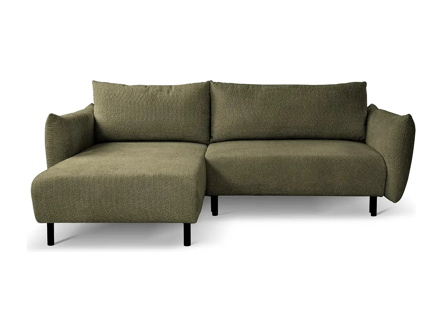 ALIX - Canapé d'angle convertible tissu bouclette 4 places - Vert