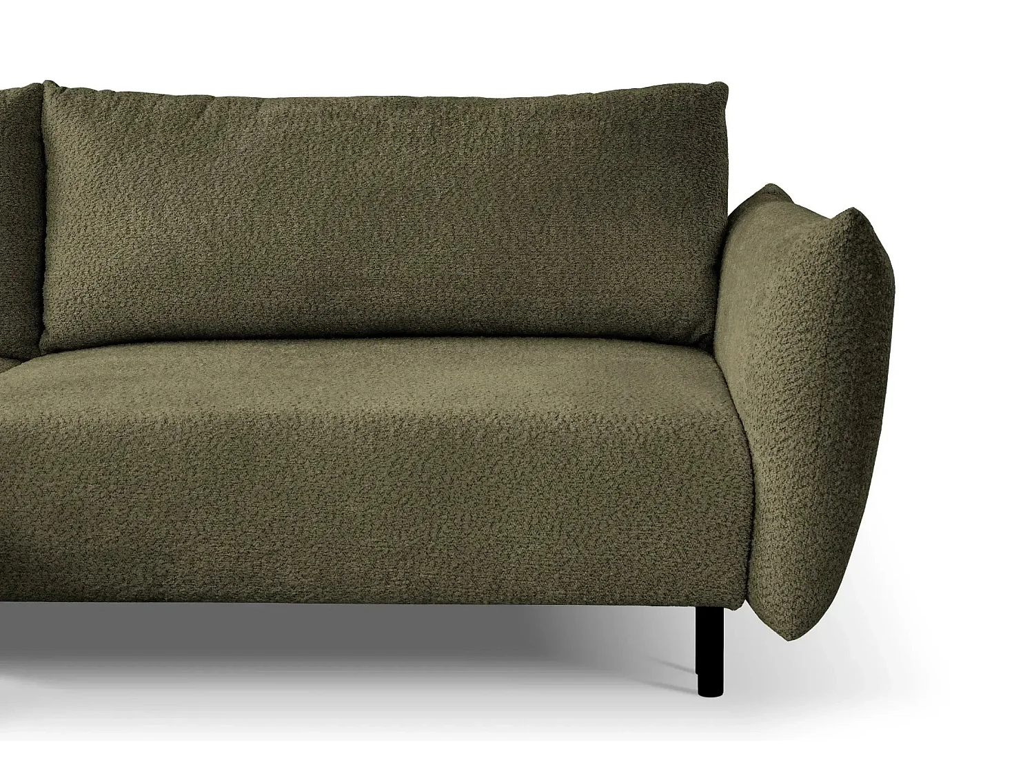 ALIX - Canapé d'angle convertible tissu bouclette 4 places - Vert