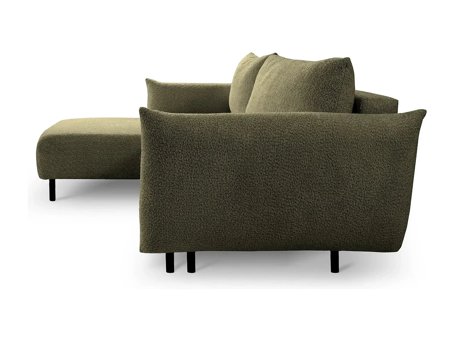 ALIX - Canapé d'angle convertible tissu bouclette 4 places - Vert