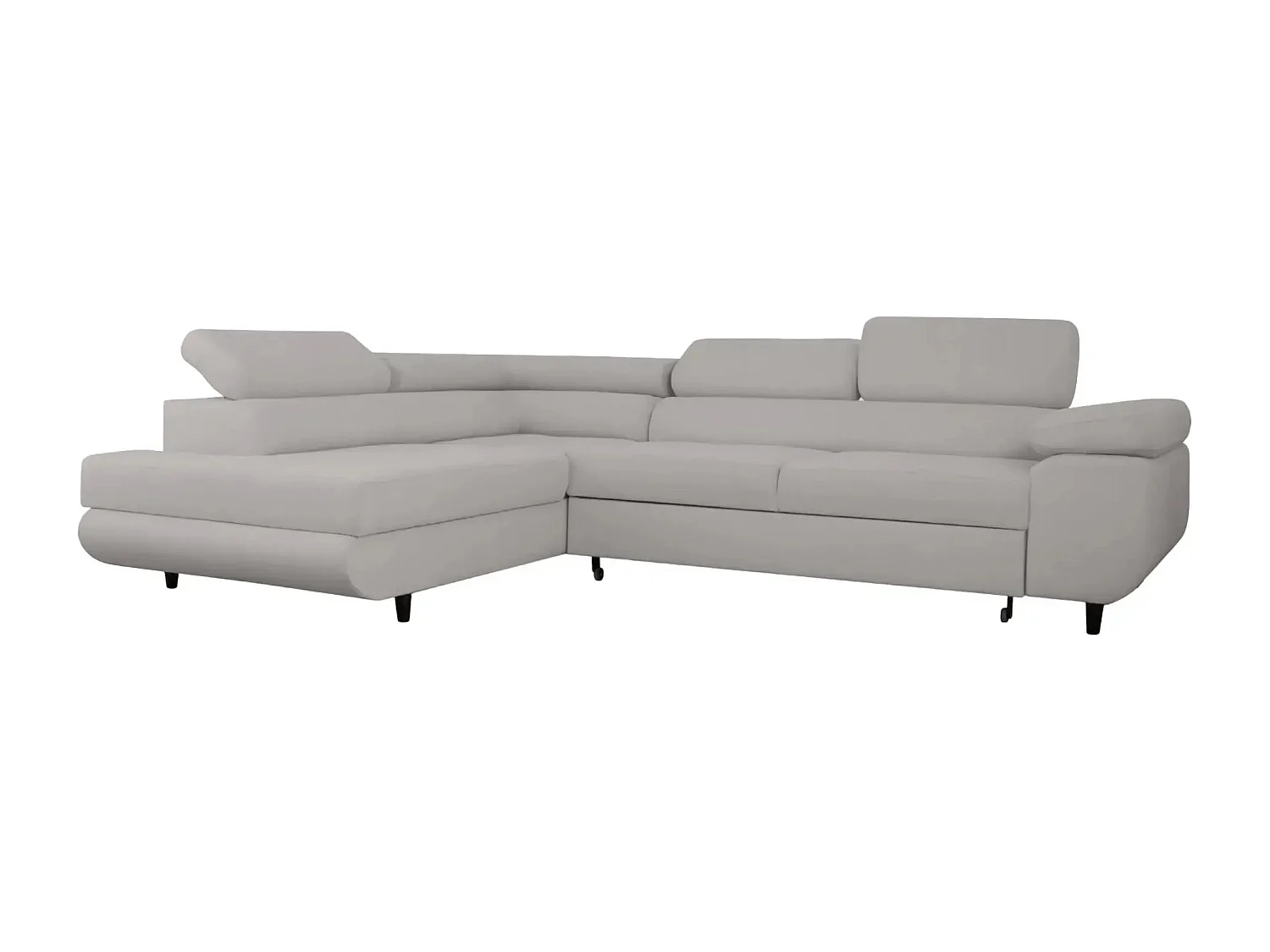 CHARLIE L - Canapé d'angle convertible tissu lisse 4 places - Gris clair - Gauche