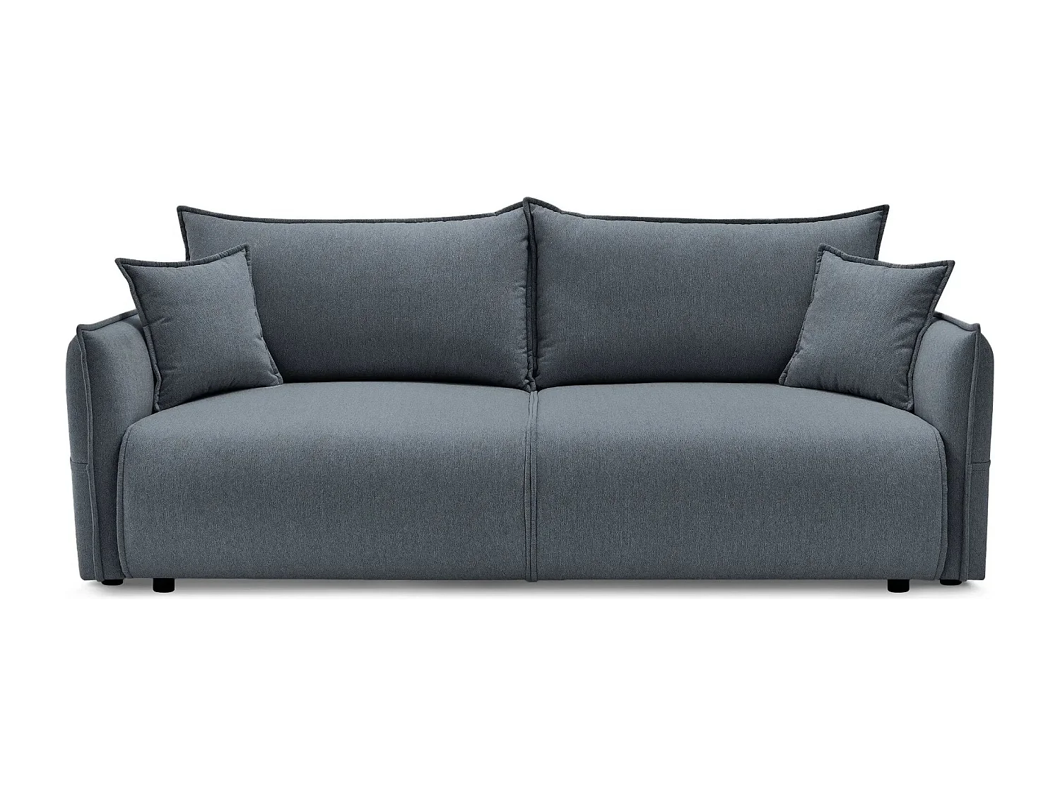 CAROLINA - Canapé droit convertible tissu chiné 3 places - Bleu