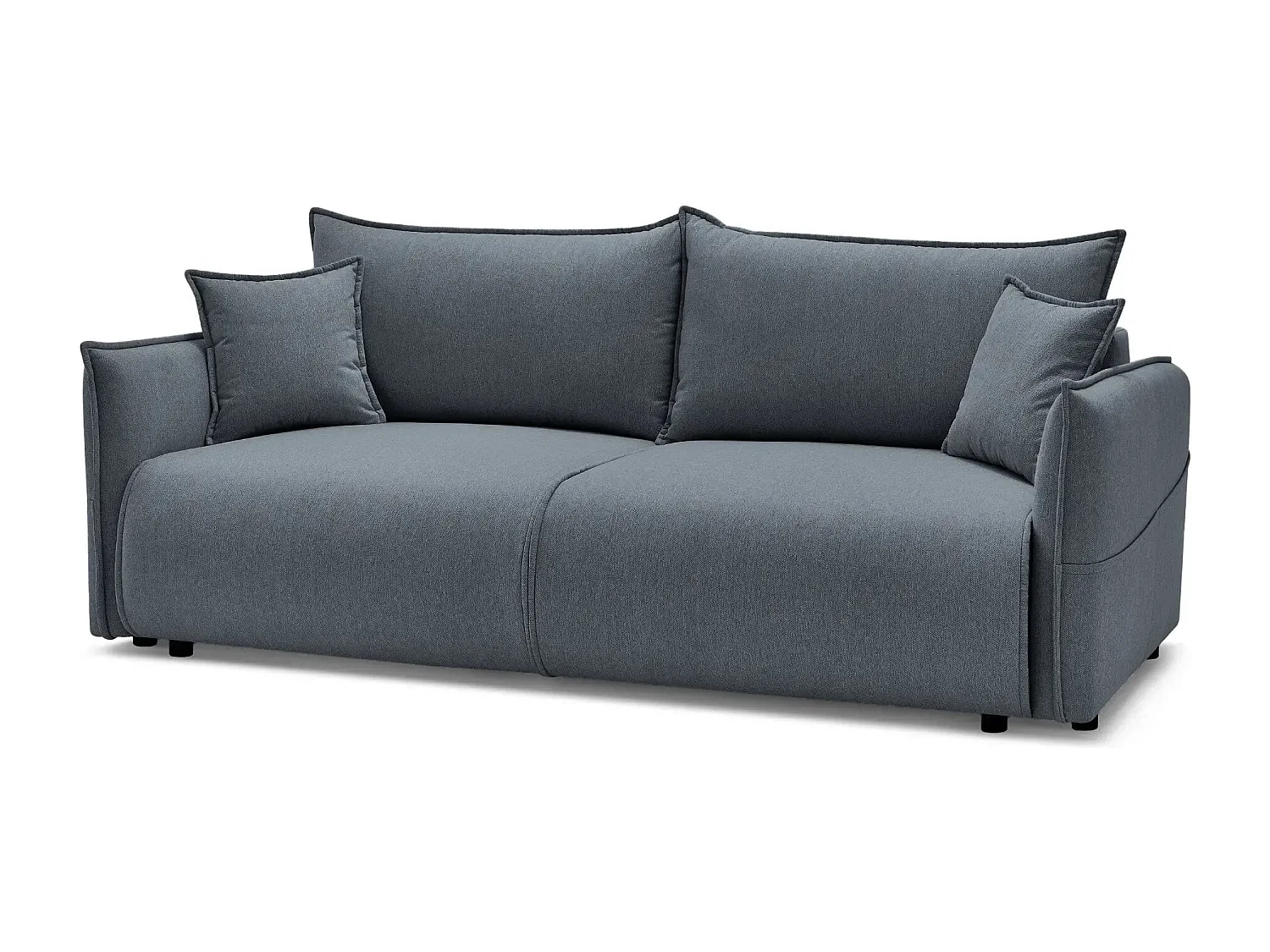 CAROLINA - Canapé droit convertible tissu chiné 3 places - Bleu