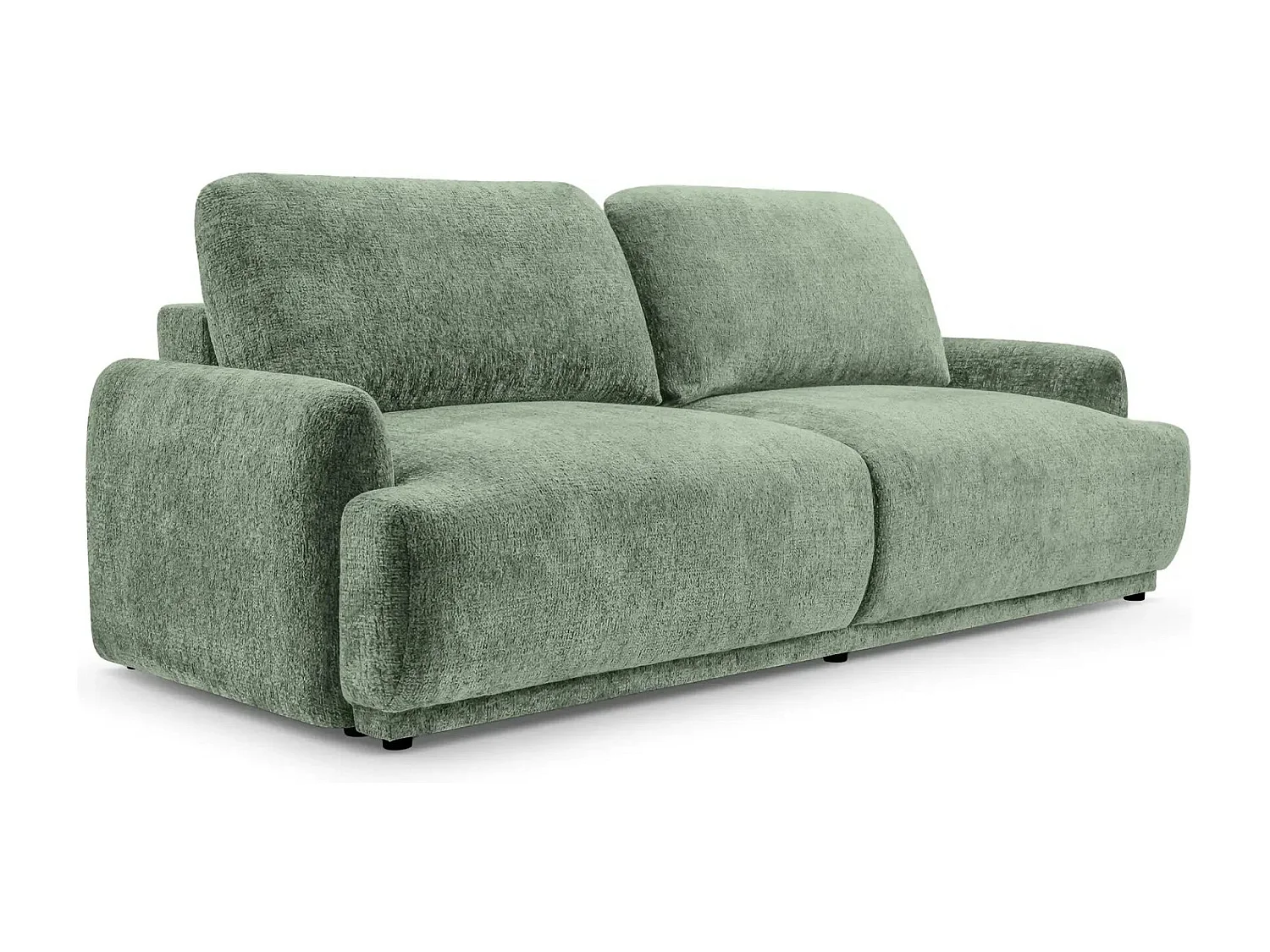 CLAUDIA - Canapé droit convertible tissu chenille 3 places - Vert