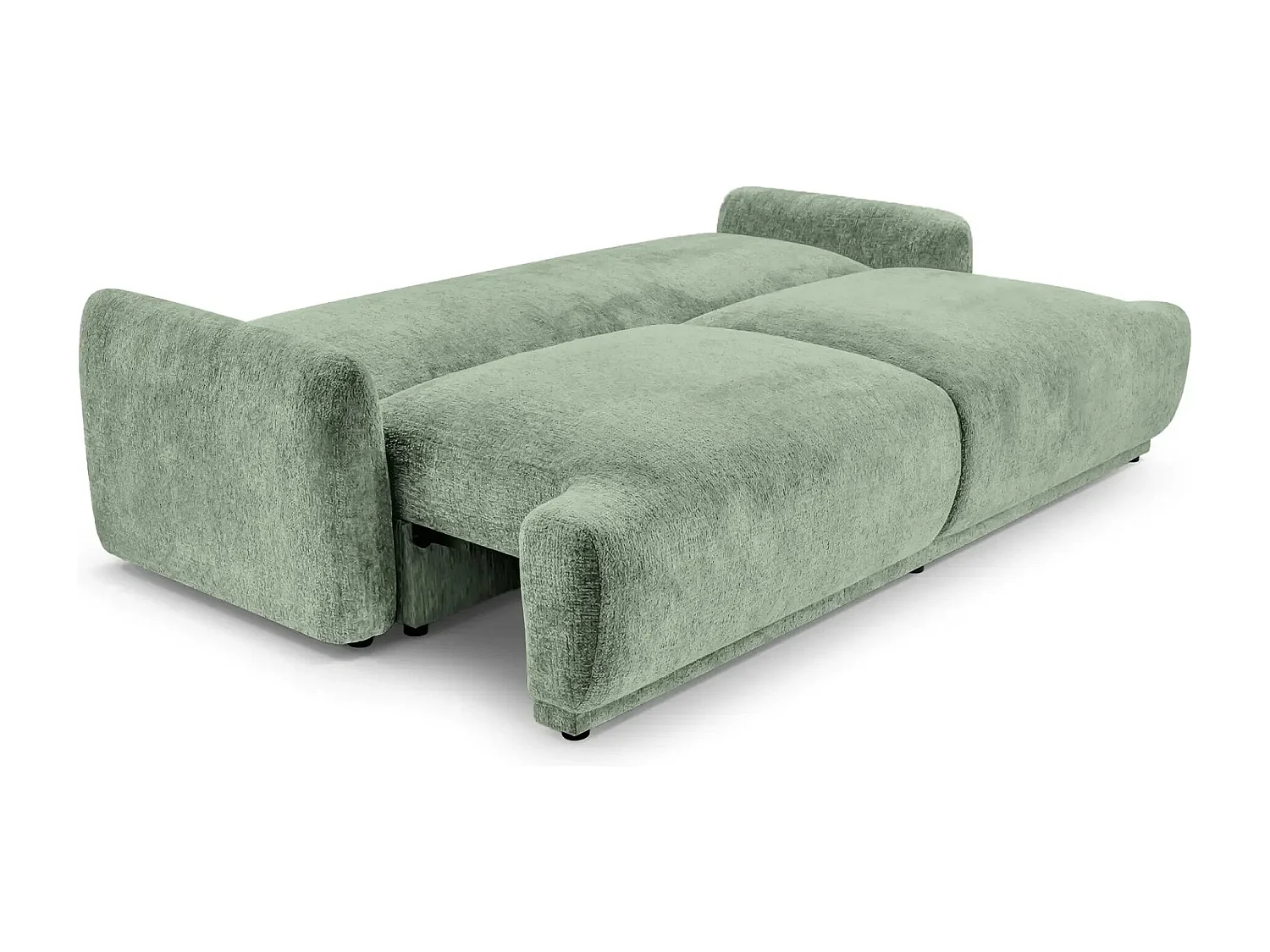 CLAUDIA - Canapé droit convertible tissu chenille 3 places - Vert